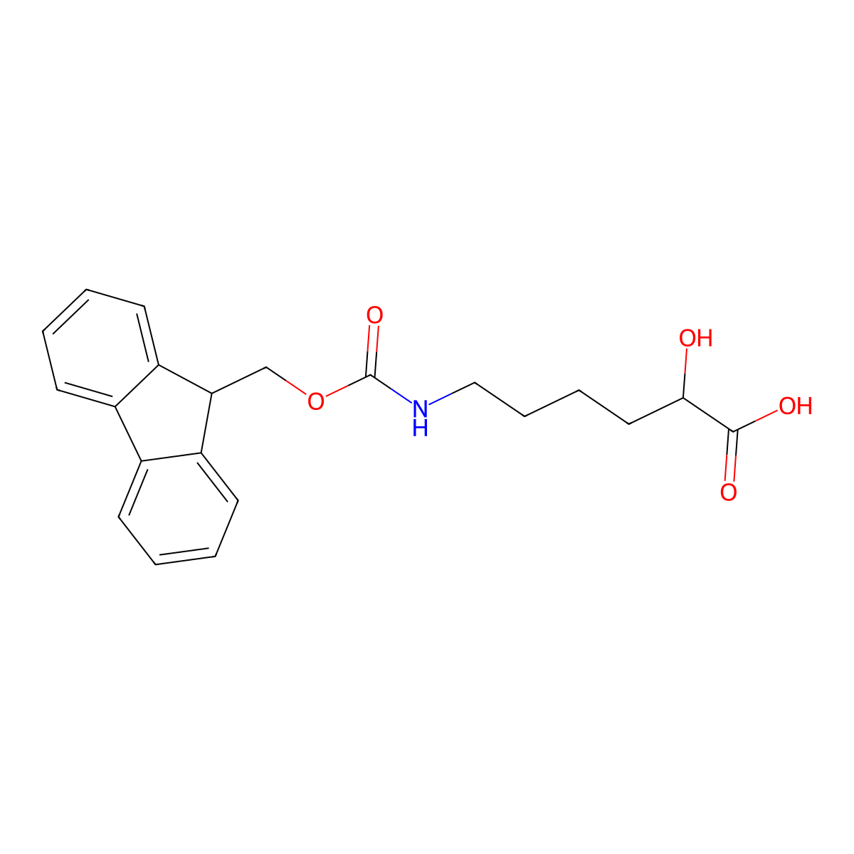 (2S)-6-({[(9H-fluoren-9-yl)methoxy]carbonyl}amino)-2-hydroxyhexanoic acid molecular structure, CAS 2580095-57-2