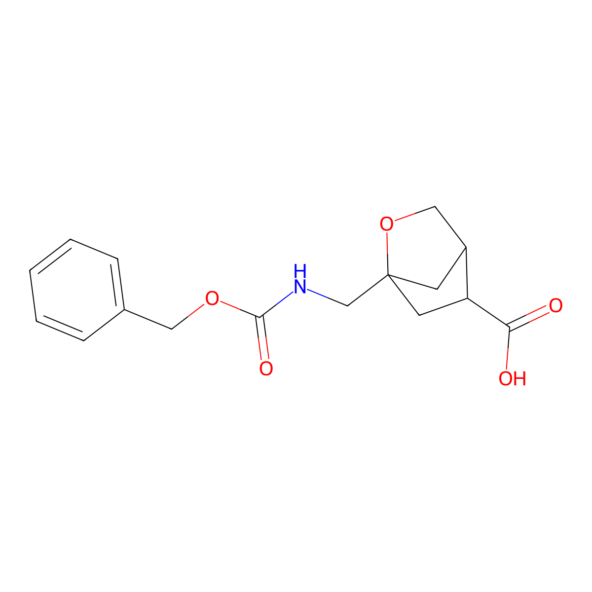 rac-(1R,4R,5R)-1-({[(benzyloxy)carbonyl]amino}methyl)-2-oxabicyclo[2.2.1]heptane-5-carboxylic acid molecular structure, CAS 2580095-63-0