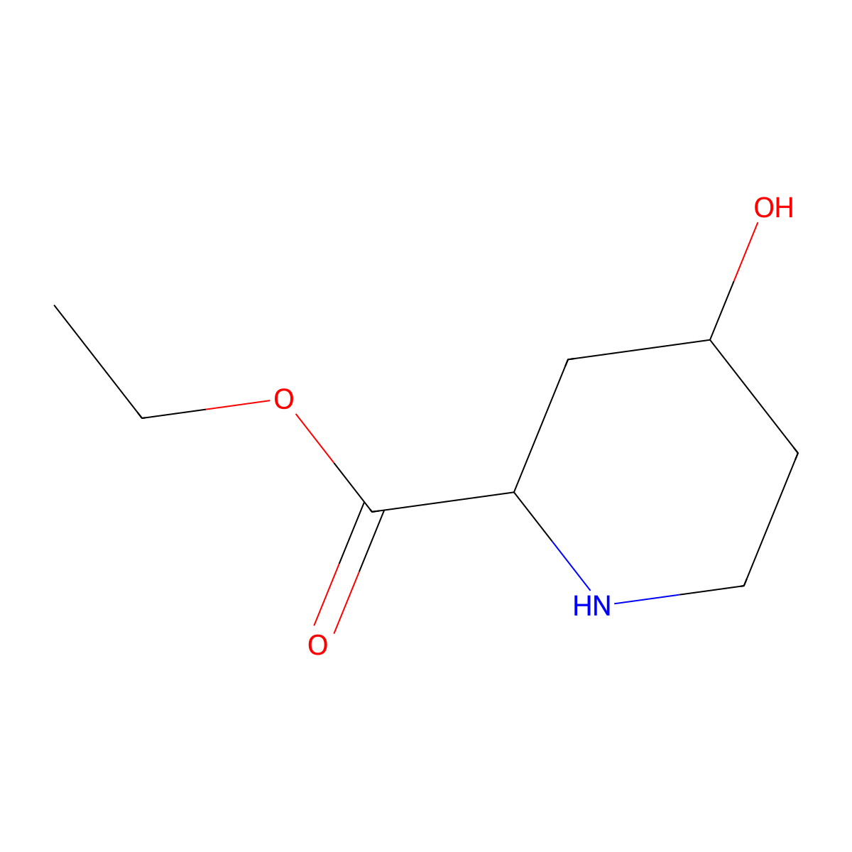 rac-ethyl (2R,4S)-4-hydroxypiperidine-2-carboxylate molecular structure, CAS 2580095-80-1