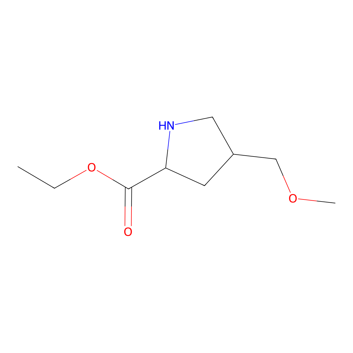 ethyl (2S,4S)-4-(methoxymethyl)pyrrolidine-2-carboxylate molecular structure, CAS 2580095-81-2