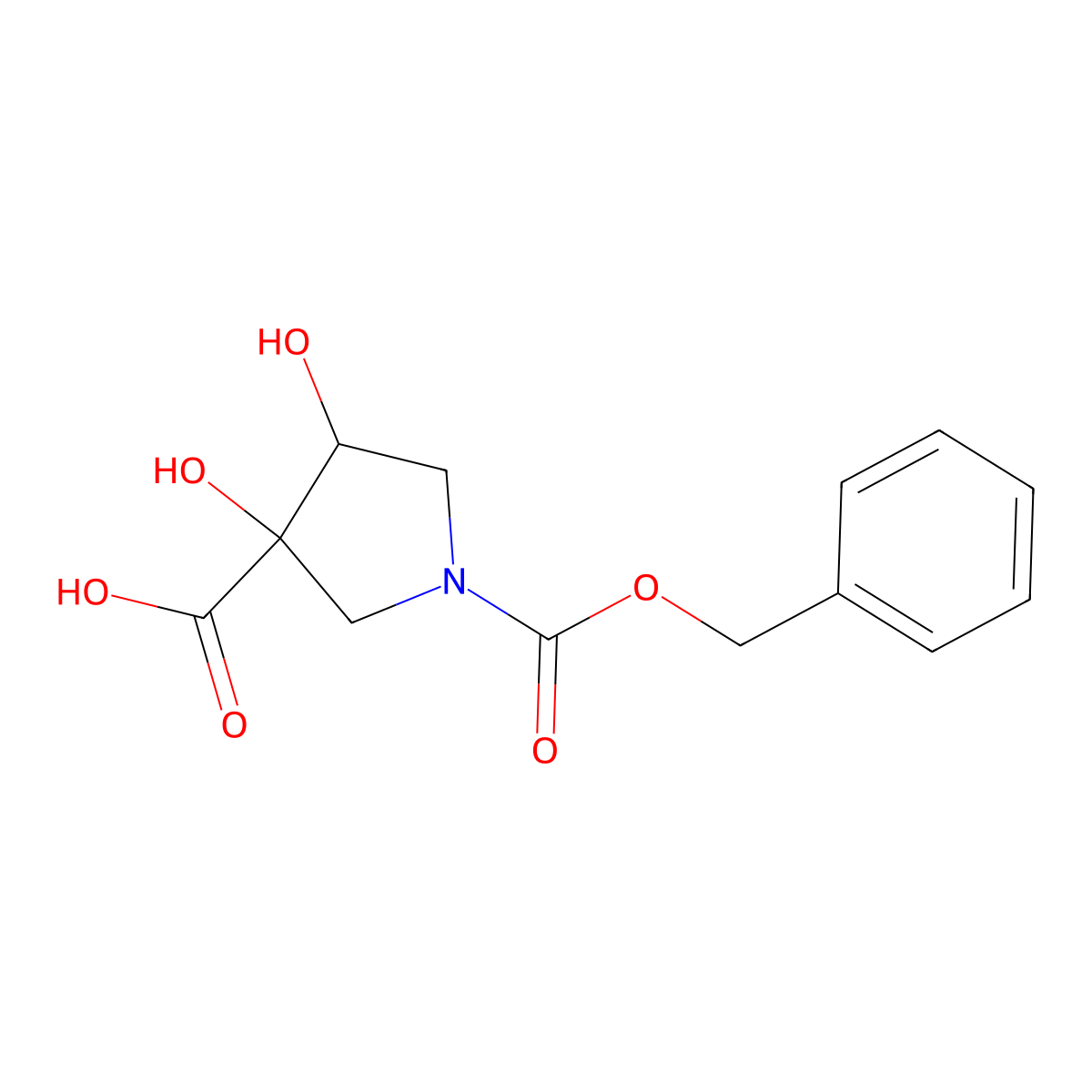 rac-(3R,4S)-1-[(benzyloxy)carbonyl]-3,4-dihydroxypyrrolidine-3-carboxylic acid molecular structure, CAS 2580095-82-3