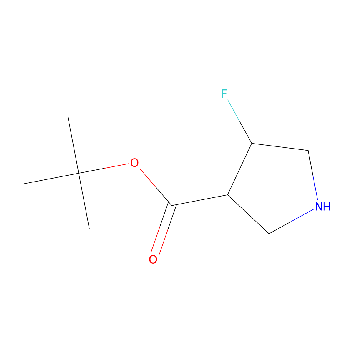 rac-tert-butyl (3R,4R)-4-fluoropyrrolidine-3-carboxylate molecular structure, CAS 2580095-97-0