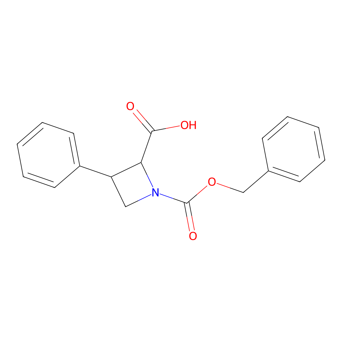 rac-(2R,3R)-1-[(benzyloxy)carbonyl]-3-phenylazetidine-2-carboxylic acid molecular structure, CAS 2580095-99-2