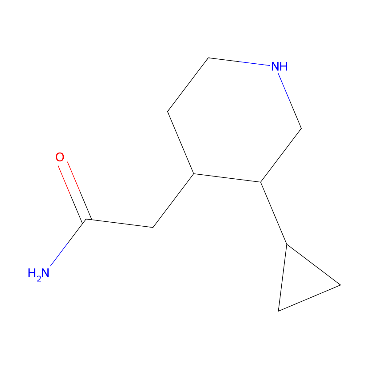2-[(3R,4S)-3-cyclopropylpiperidin-4-yl]acetamide molecular structure, CAS 2580096-13-3