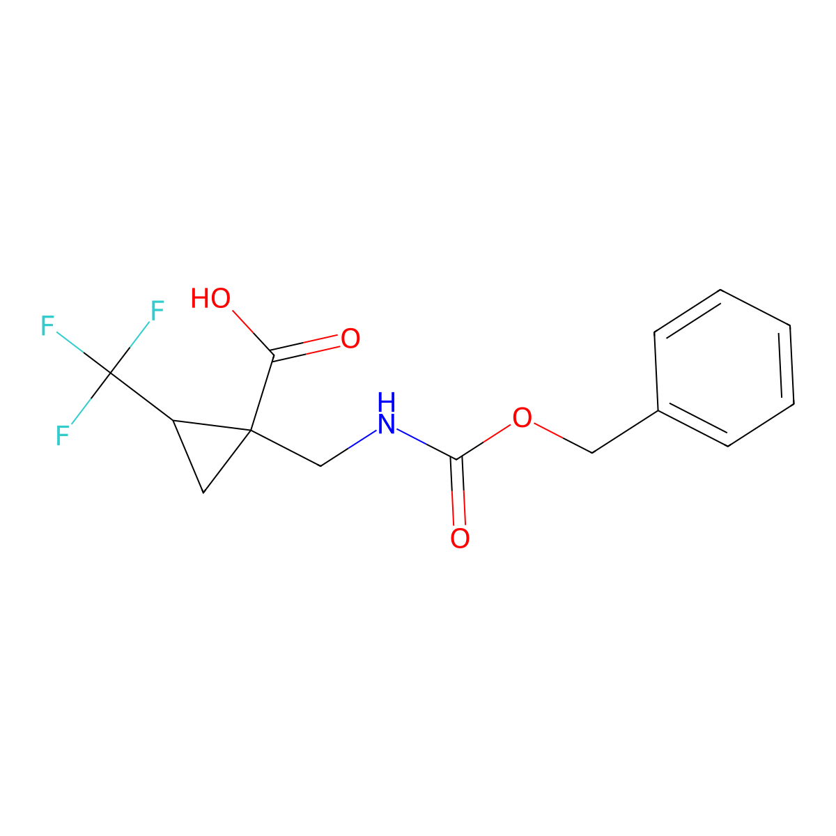 rac-(1R,2R)-1-({[(benzyloxy)carbonyl]amino}methyl)-2-(trifluoromethyl)cyclopropane-1-carboxylic acid molecular structure, CAS 2580096-15-5