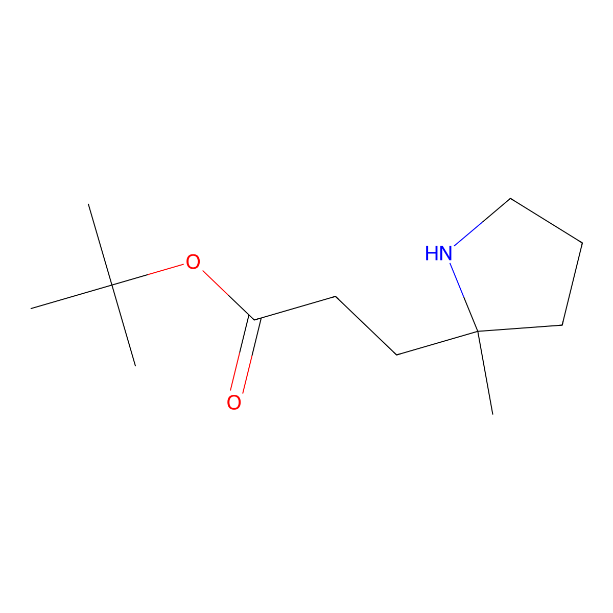 tert-butyl 3-[(2S)-2-methylpyrrolidin-2-yl]propanoate molecular structure, CAS 2580096-22-4