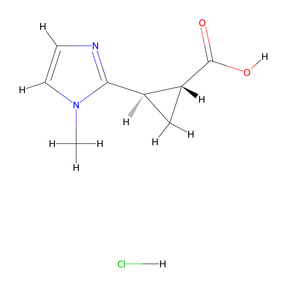 (1R,2R)-2-(1-Methylimidazol-2-yl)cyclopropane-1-carboxylic acid;hydrochloride molecular structure, CAS 2580096-46-2