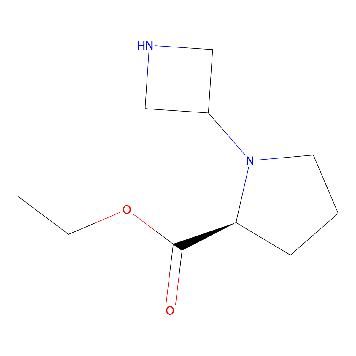 ethyl (2S)-1-(azetidin-3-yl)pyrrolidine-2-carboxylate molecular structure, CAS 2580096-47-3
