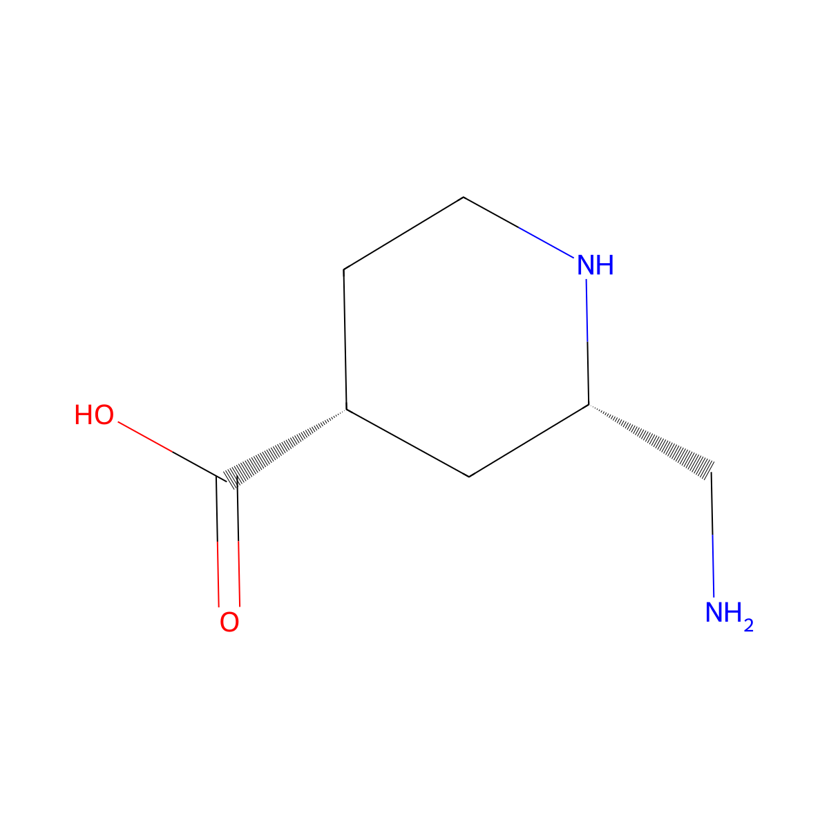 rac-(2R,4S)-2-(aminomethyl)piperidine-4-carboxylic acid molecular structure, CAS 2580096-48-4