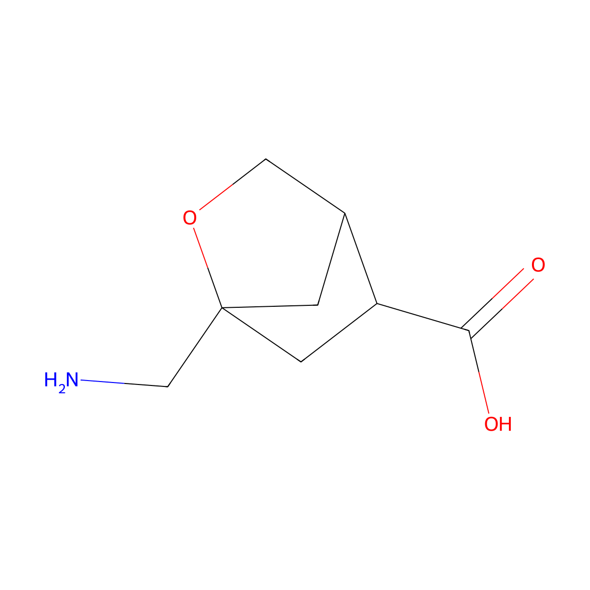 rac-(1R,4R,5R)-1-(aminomethyl)-2-oxabicyclo[2.2.1]heptane-5-carboxylic acid molecular structure, CAS 2580096-59-7
