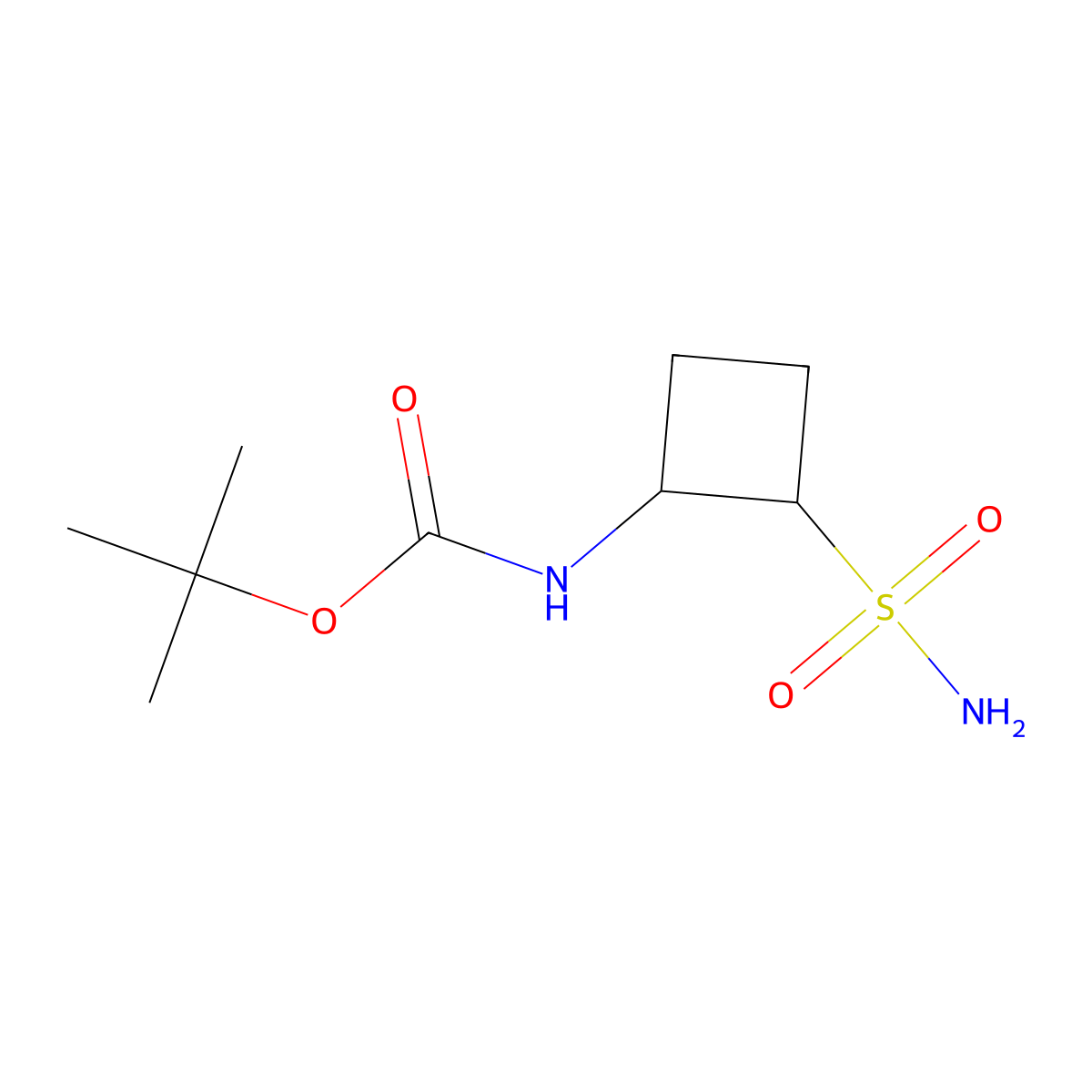 rac-tert-butyl N-[(1R,2R)-2-sulfamoylcyclobutyl]carbamate molecular structure, CAS 2580096-62-2