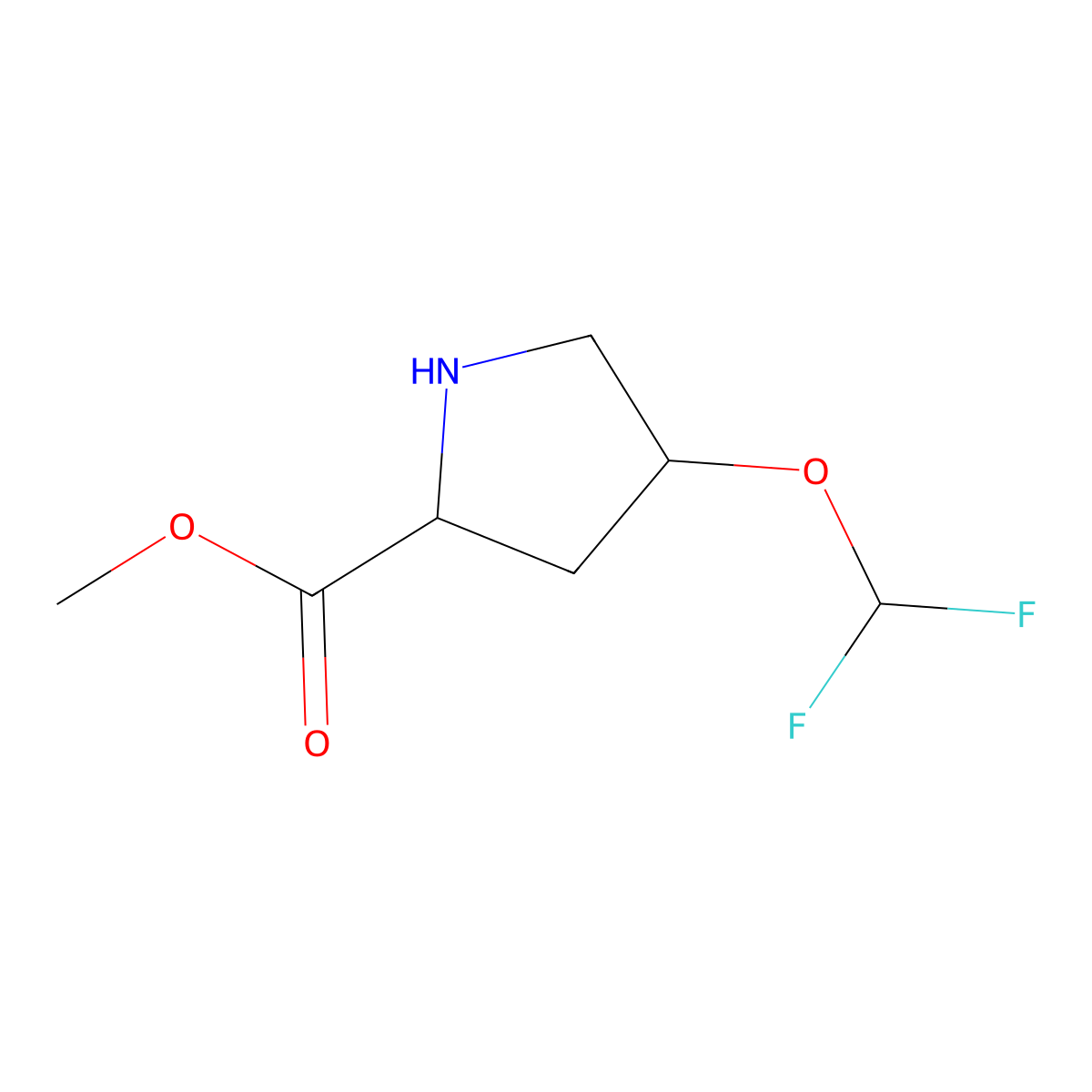 methyl (2S,4R)-4-(difluoromethoxy)pyrrolidine-2-carboxylate molecular structure, CAS 2580096-84-8