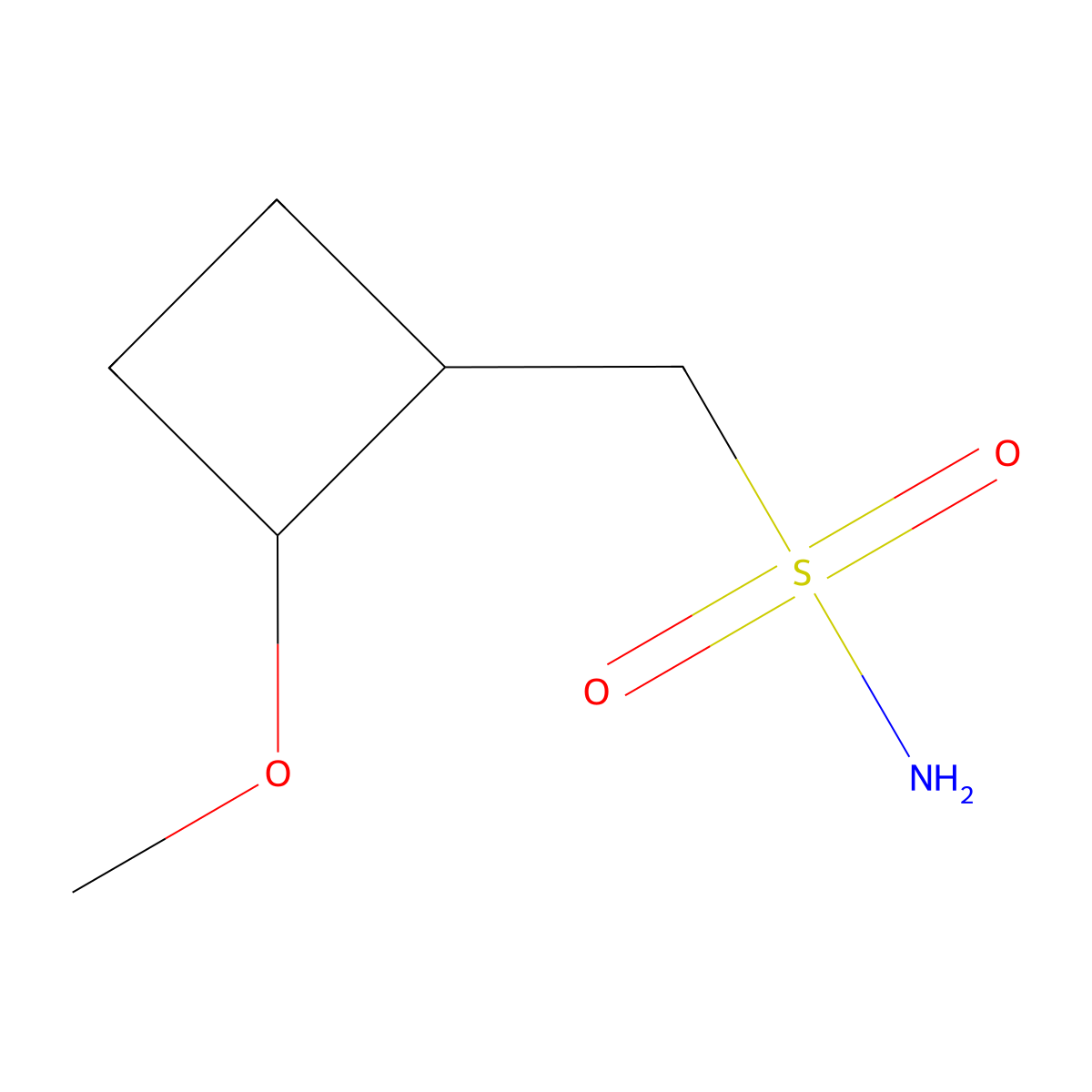 rac-[(1R,2R)-2-methoxycyclobutyl]methanesulfonamide molecular structure, CAS 2580096-90-6