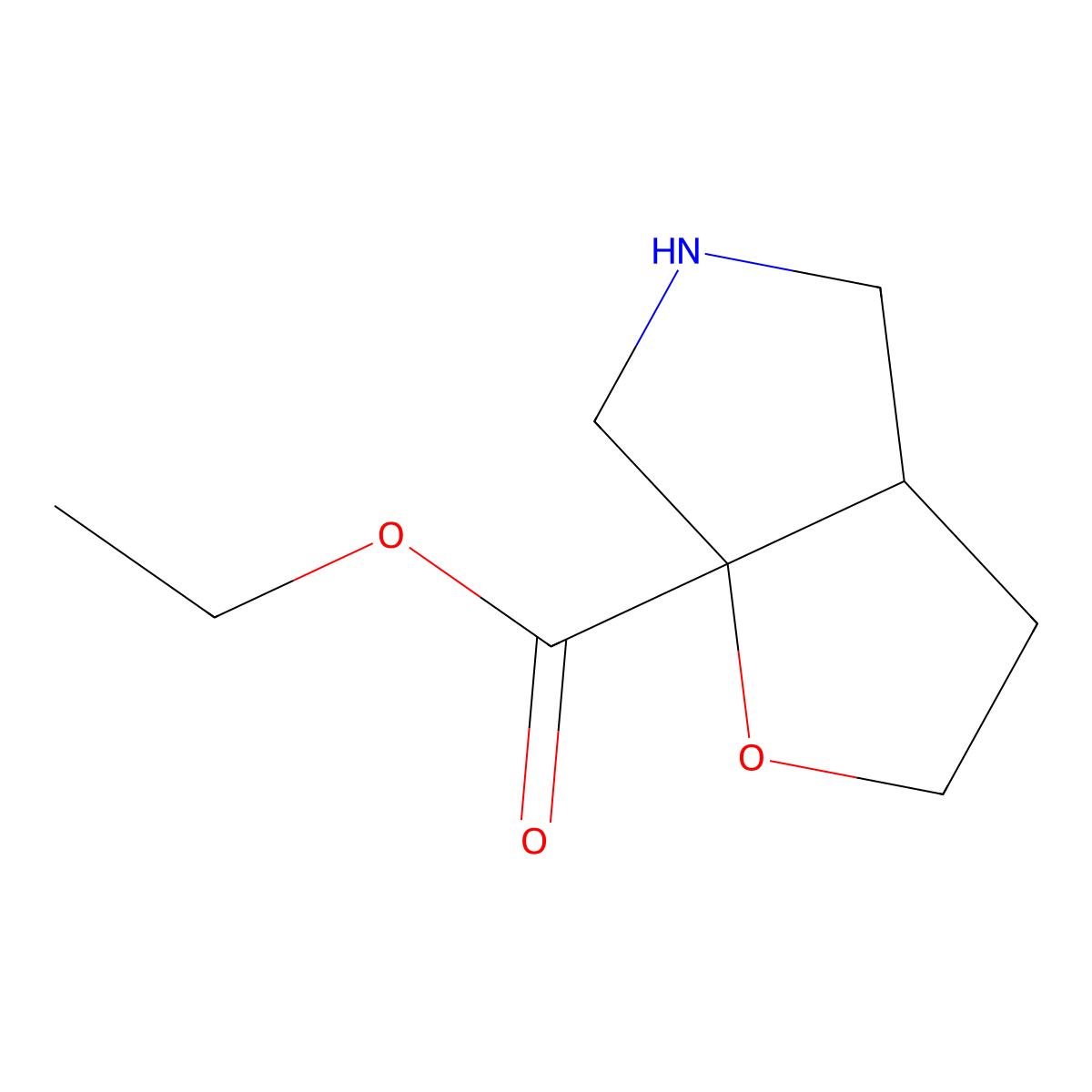 rac-ethyl (3aR,6aR)-hexahydro-2H-furo[2,3-c]pyrrole-6a-carboxylate molecular structure, CAS 2580096-96-2