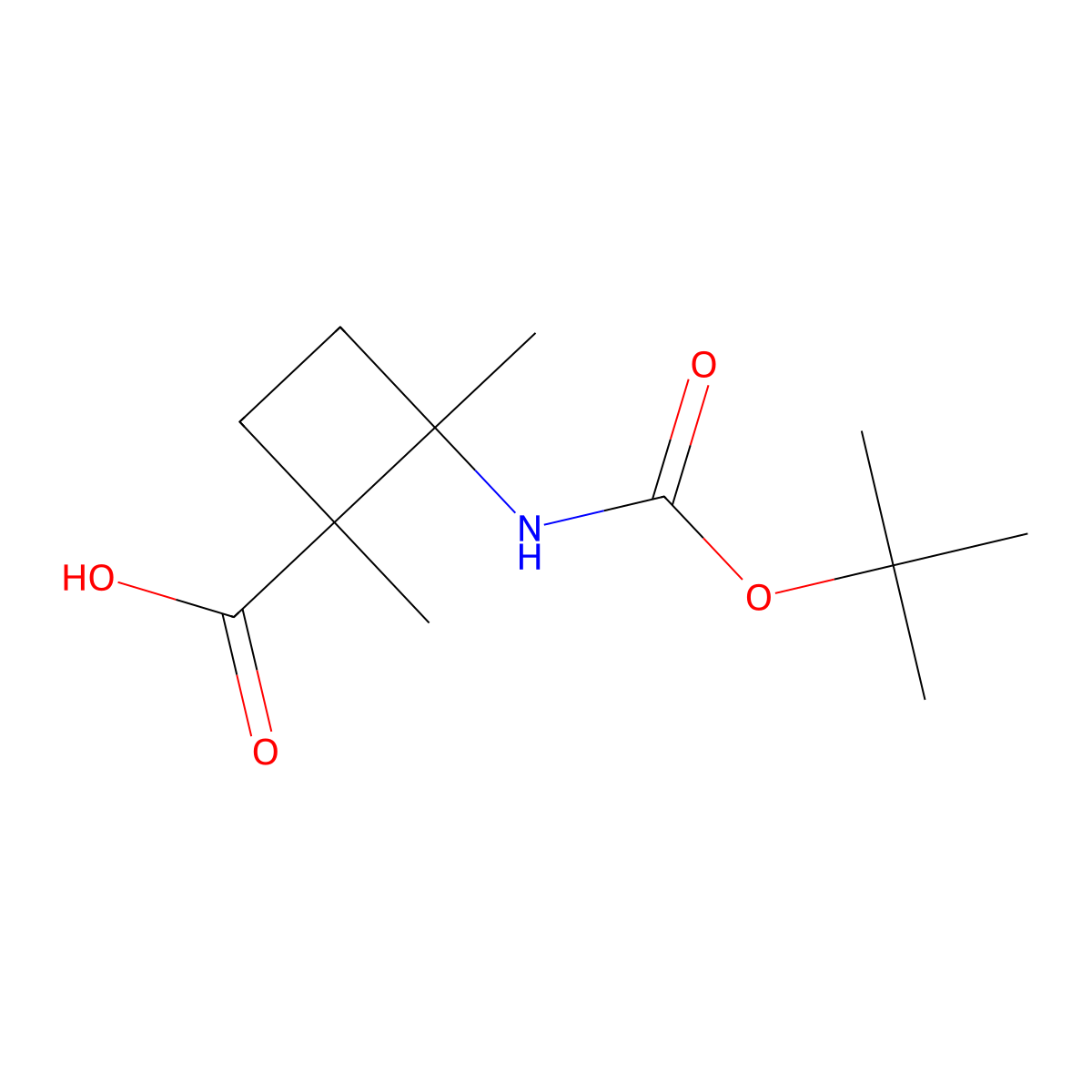 rac-(1R,2S)-2-{[(tert-butoxy)carbonyl]amino}-1,2-dimethylcyclobutane-1-carboxylicacid molecular structure, CAS 2580096-98-4