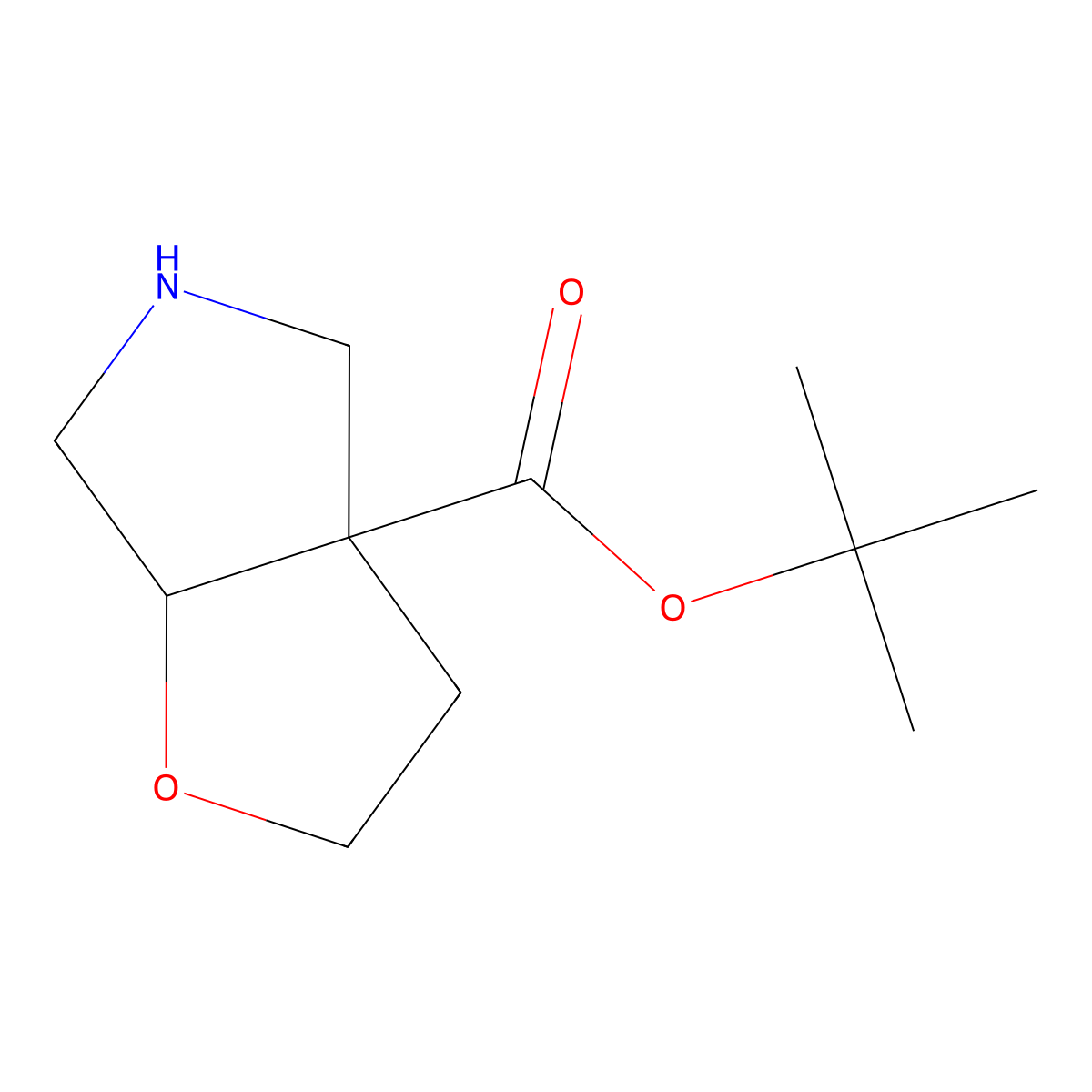 rac-tert-butyl (3aR,6aS)-hexahydro-2H-furo[2,3-c]pyrrole-3a-carboxylate molecular structure, CAS 2580097-25-0
