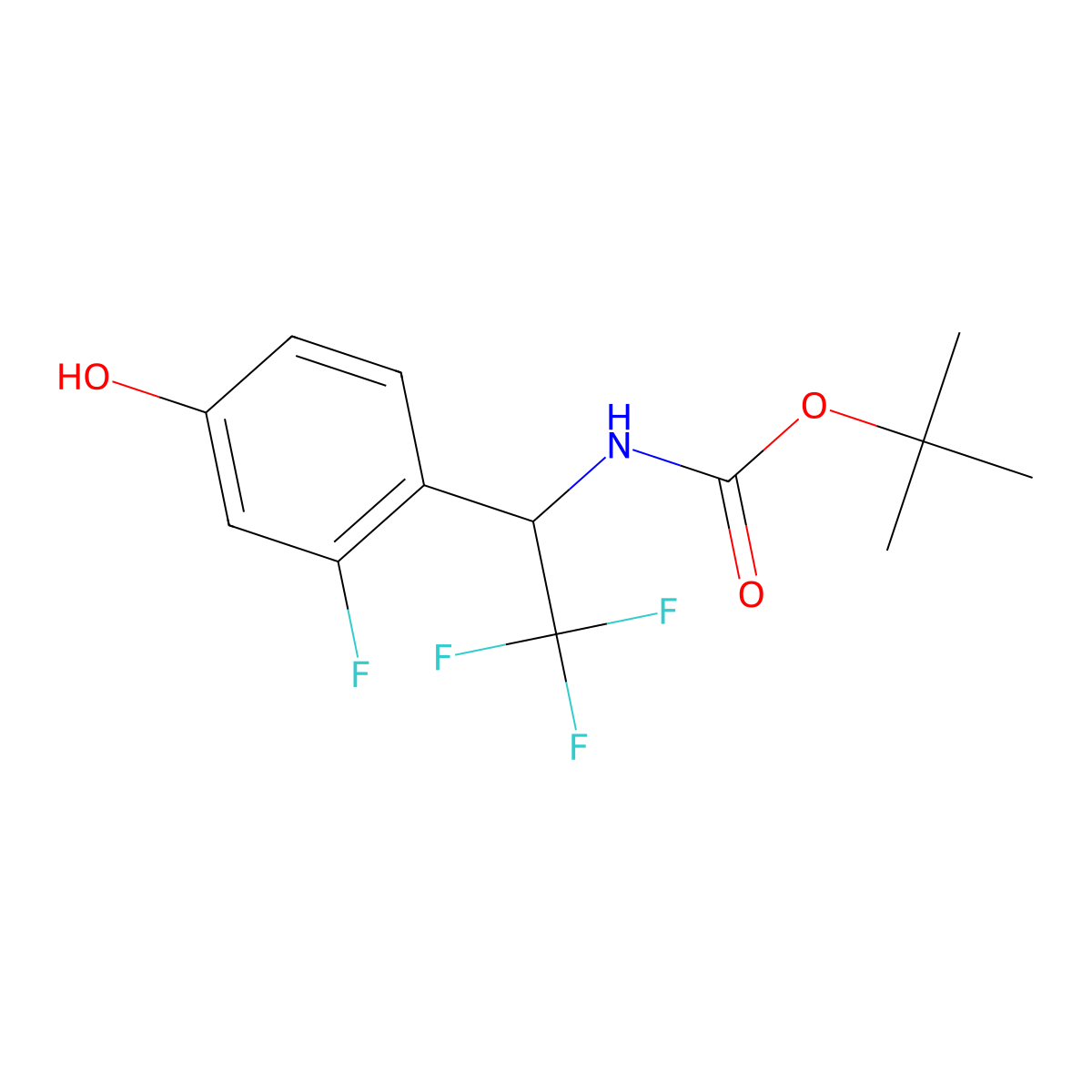tert-butyl N-[(1S)-2,2,2-trifluoro-1-(2-fluoro-4-hydroxyphenyl)ethyl]carbamate molecular structure, CAS 2580097-27-2