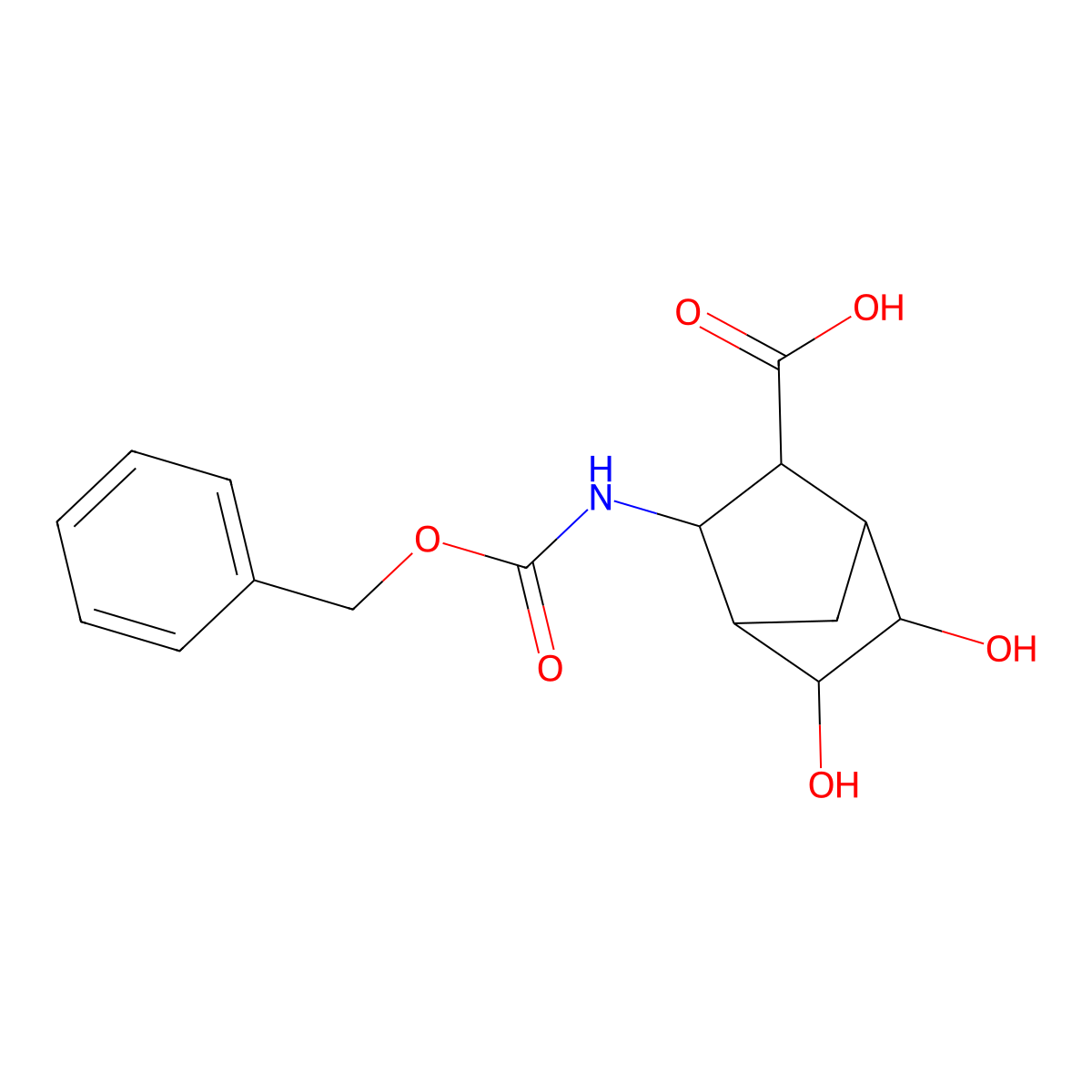 rac-(1R,2S,3R,4S,5S,6R)-3-{[(benzyloxy)carbonyl]amino}-5,6-dihydroxybicyclo[2.2.1]heptane-2-carboxylic acid molecular structure, CAS 2580097-33-0