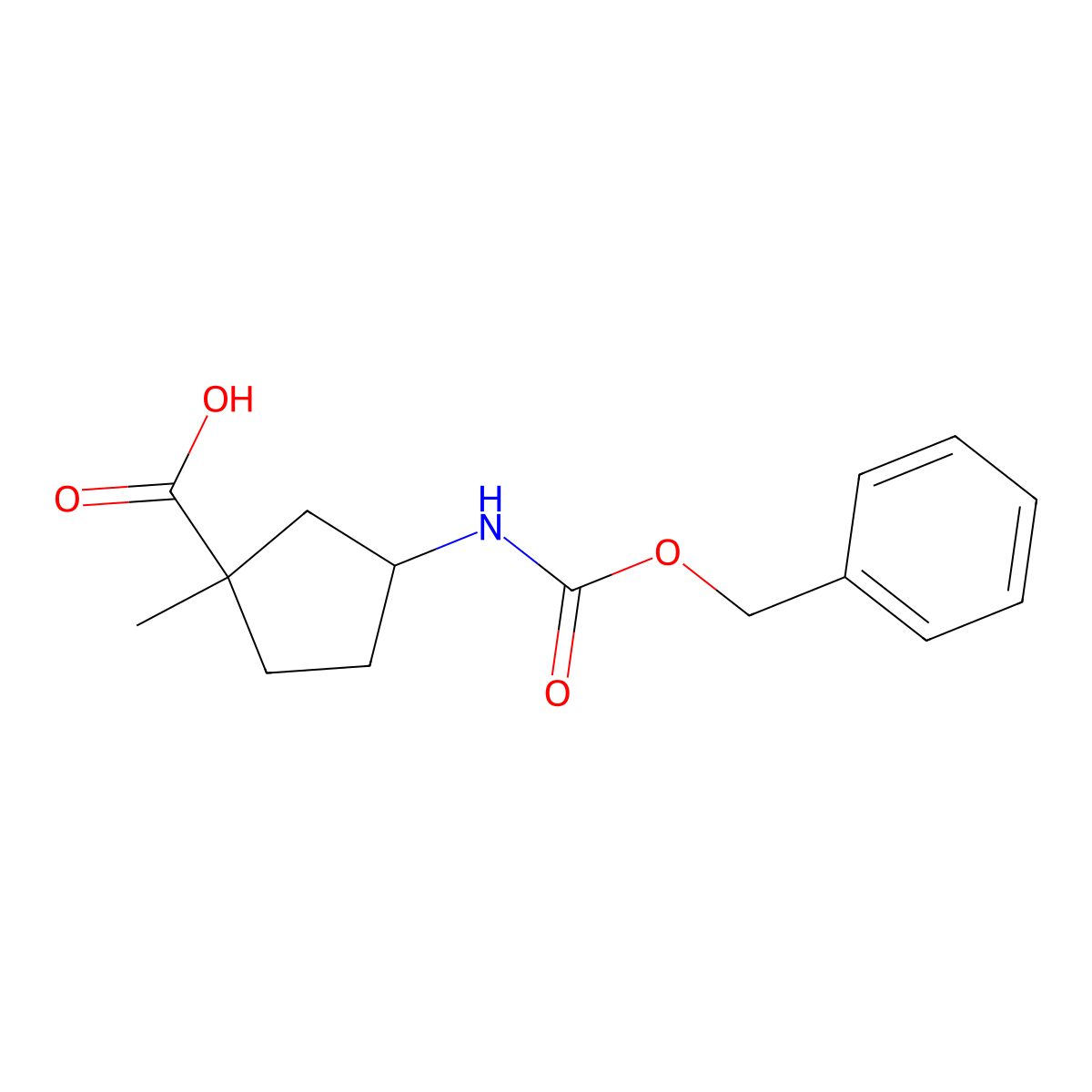 rac-(1R,3R)-3-{[(benzyloxy)carbonyl]amino}-1-methylcyclopentane-1-carboxylic acid molecular structure, CAS 2580097-39-6