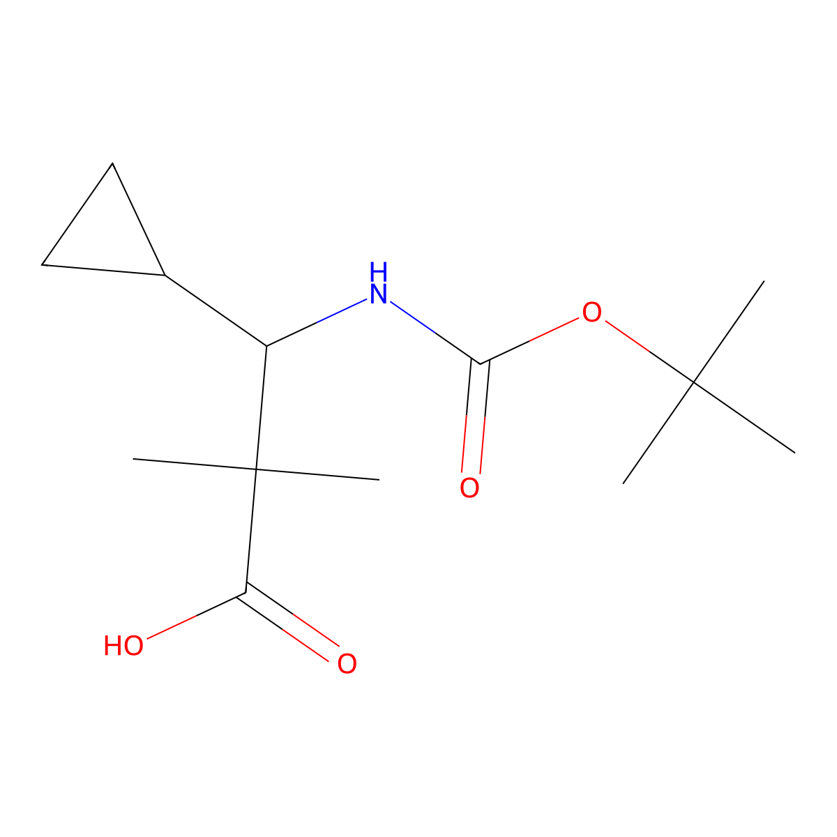(3R)-3-{[(tert-butoxy)carbonyl]amino}-3-cyclopropyl-2,2-dimethylpropanoic acid molecular structure, CAS 2580097-41-0