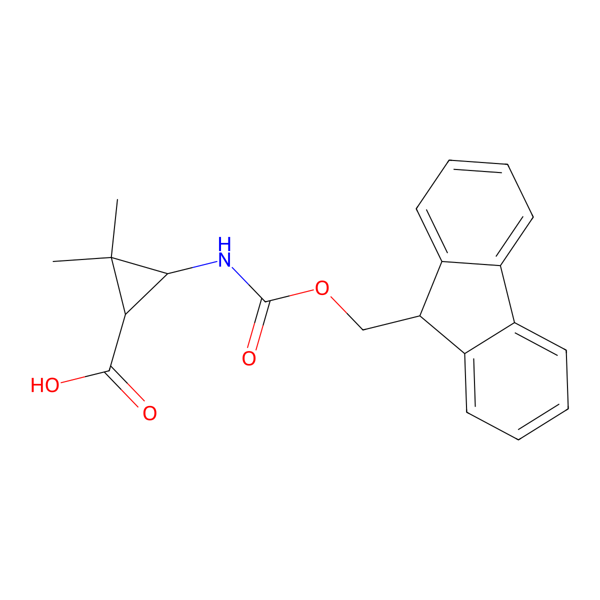 rac-(1R,3R)-3-({[(9H-fluoren-9-yl)methoxy]carbonyl}amino)-2,2-dimethylcyclopropane-1-carboxylic acid molecular structure, CAS 2580097-42-1