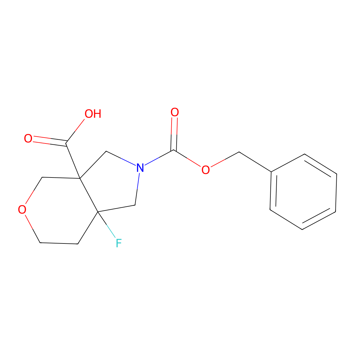 rac-(3aR,7aR)-2-[(benzyloxy)carbonyl]-7a-fluoro-octahydropyrano[3,4-c]pyrrole-3a-carboxylic acid molecular structure, CAS 2580097-49-8