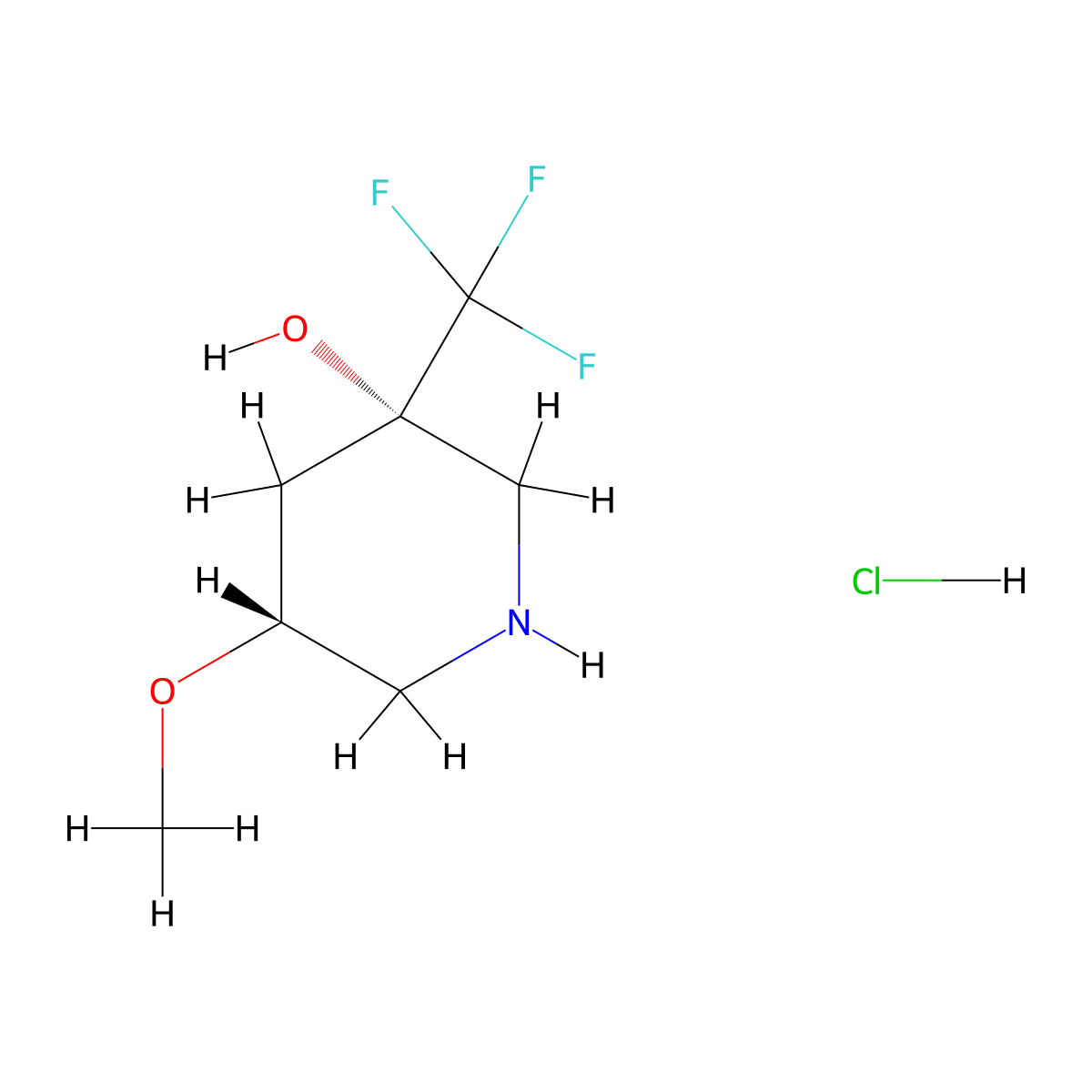 (3S,5R)-5-methoxy-3-(trifluoromethyl)piperidin-3-olhydrochloride molecular structure, CAS 2580097-59-0