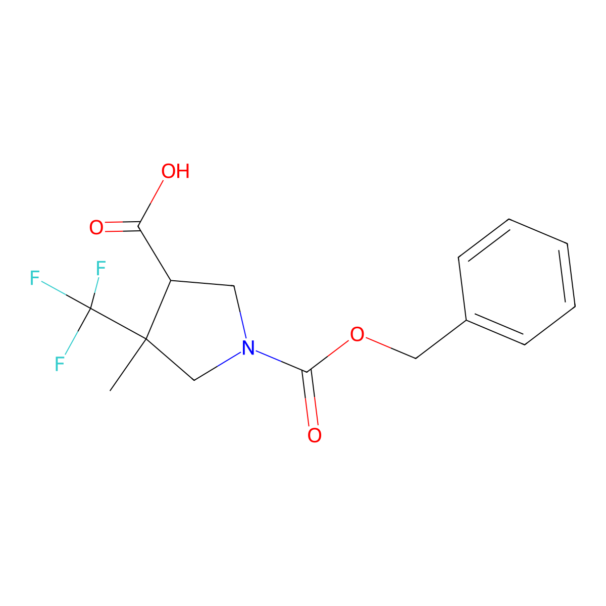 rac-(3R,4R)-1-[(benzyloxy)carbonyl]-4-methyl-4-(trifluoromethyl)pyrrolidine-3-carboxylic acid molecular structure, CAS 2580097-65-8