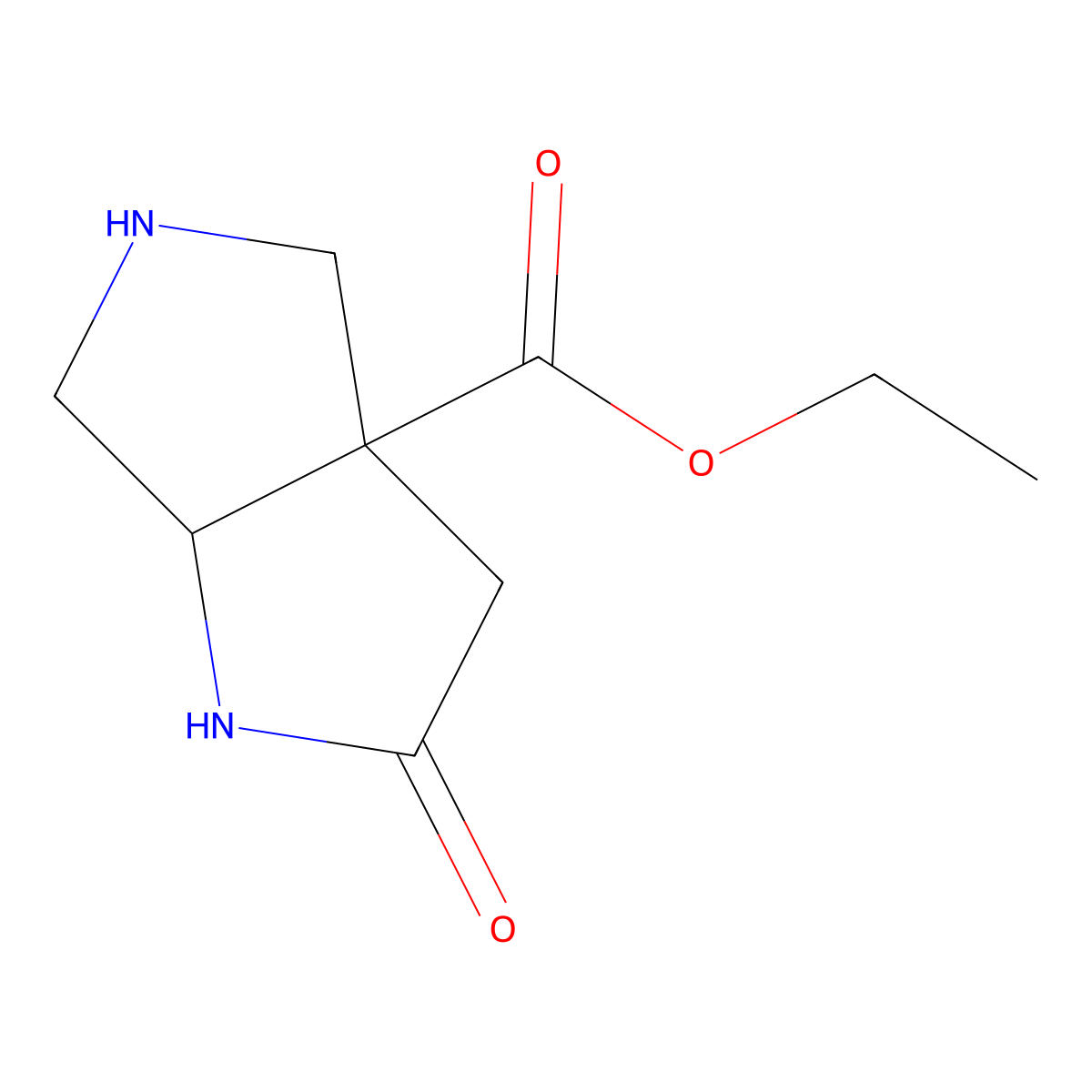 rac-ethyl (3aR,6aS)-2-oxo-octahydropyrrolo[3,4-b]pyrrole-3a-carboxylate molecular structure, CAS 2580097-69-2