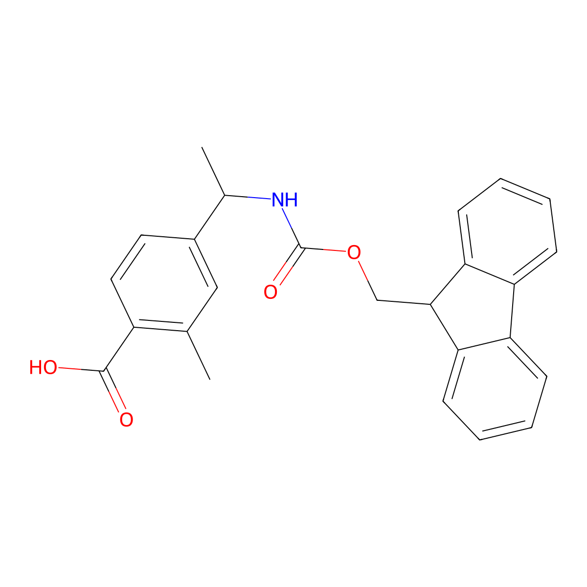 4-[(1R)-1-({[(9H-fluoren-9-yl)methoxy]carbonyl}amino)ethyl]-2-methylbenzoic acid molecular structure, CAS 2580097-86-3