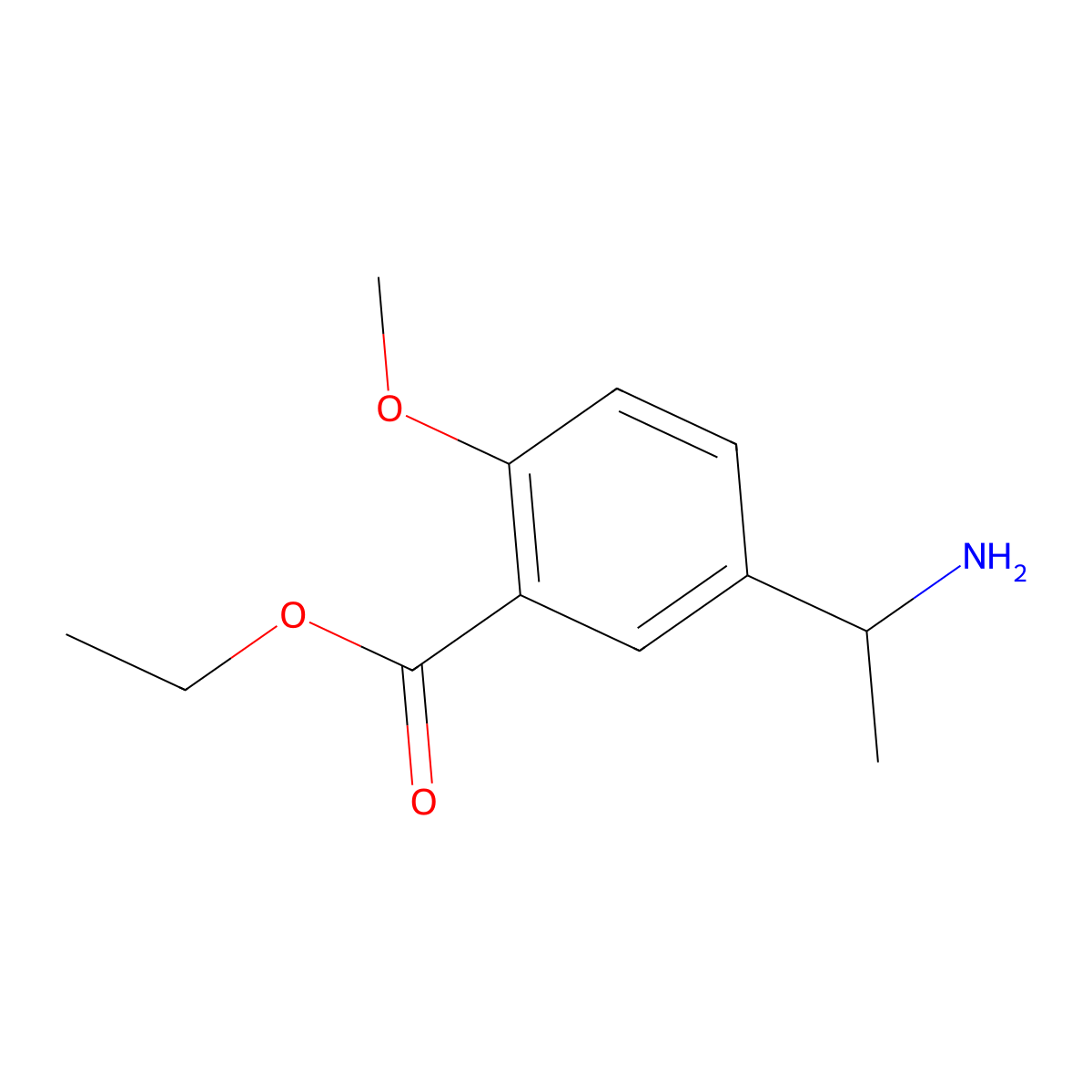 ethyl 5-[(1S)-1-aminoethyl]-2-methoxybenzoate molecular structure, CAS 2580098-11-7