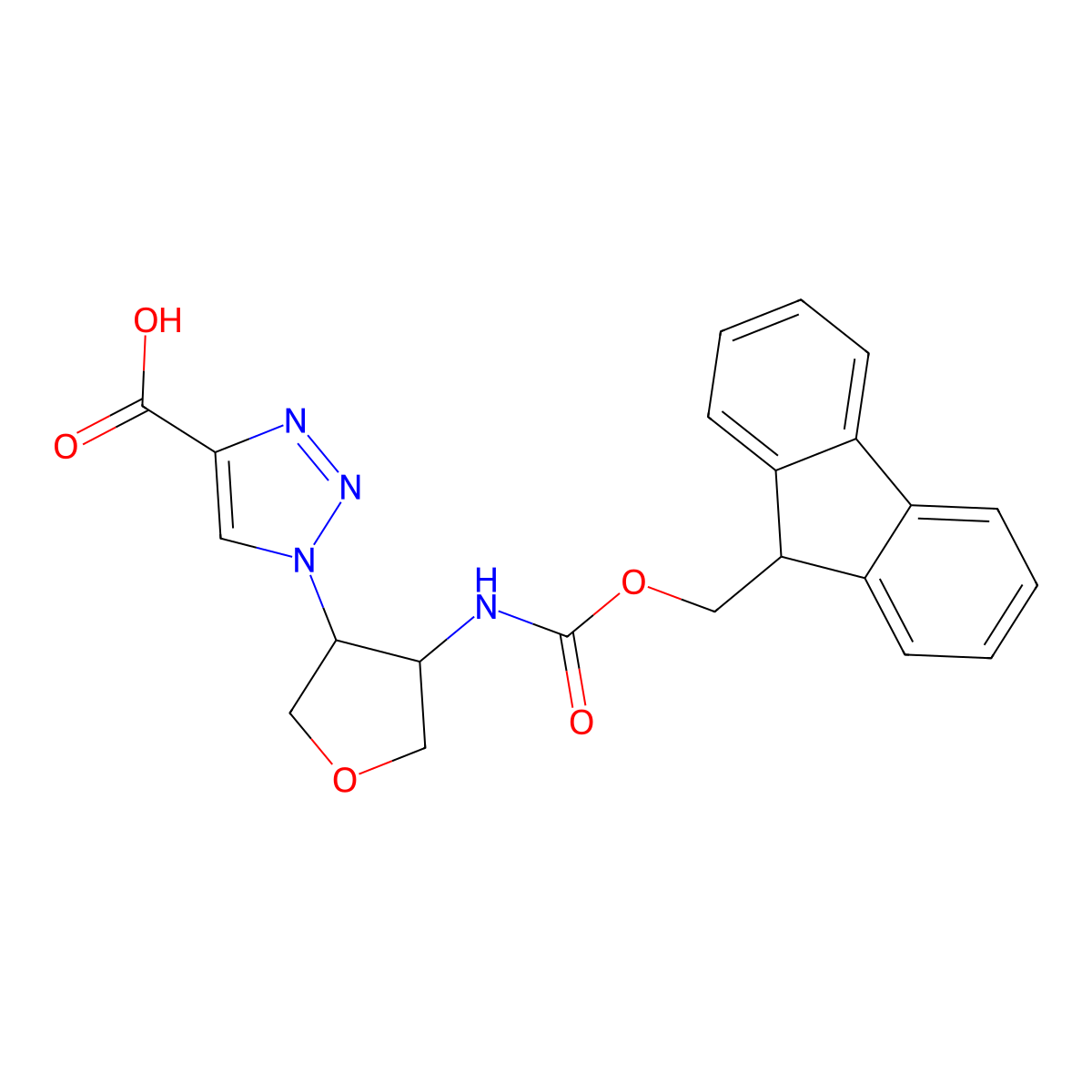 rac-1-[(3R,4S)-4-({[(9H-fluoren-9-yl)methoxy]carbonyl}amino)oxolan-3-yl]-1H-1,2,3-triazole-4-carboxylic acid molecular structure, CAS 2580098-22-0