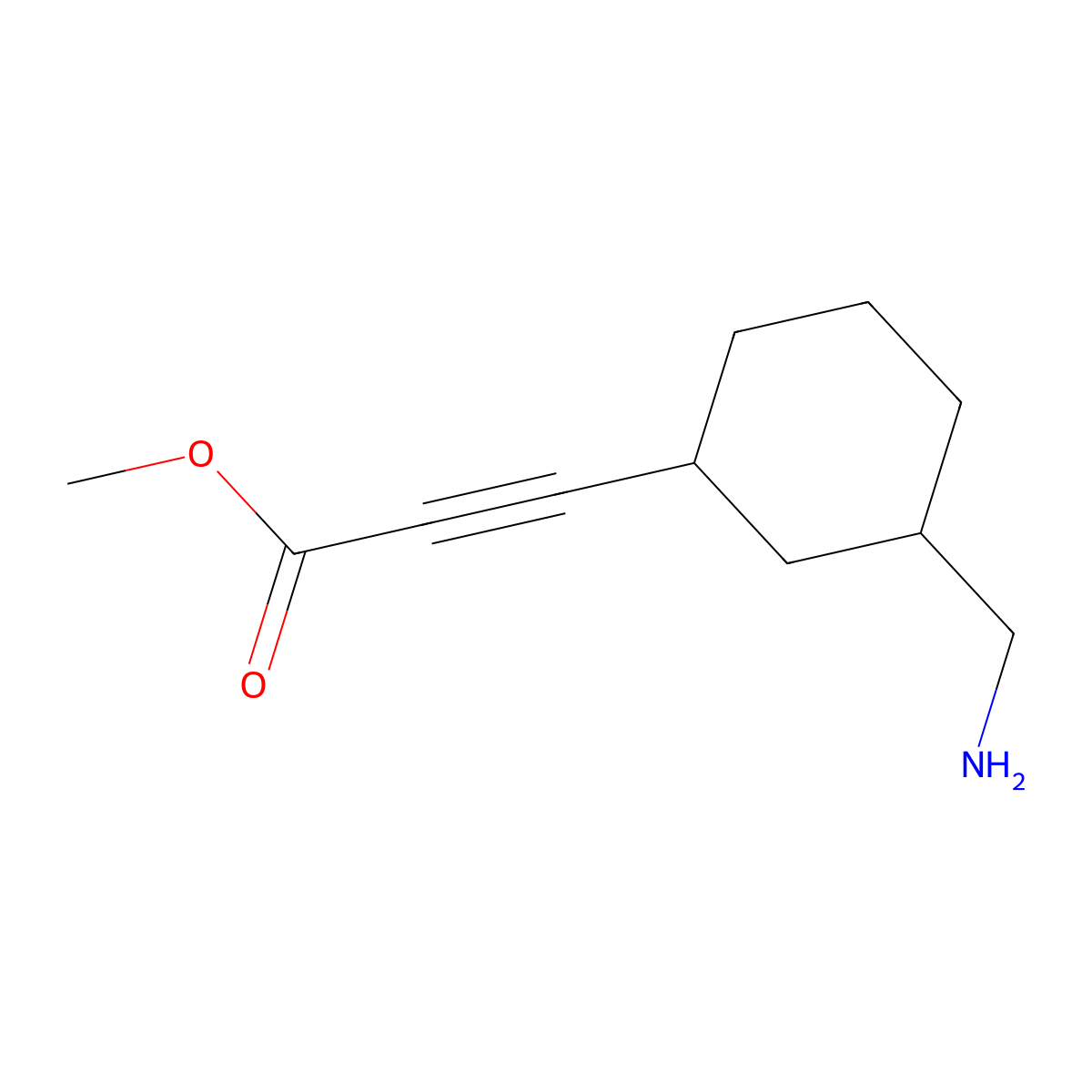 rac-methyl 3-[(1R,3S)-3-(aminomethyl)cyclohexyl]prop-2-ynoate molecular structure, CAS 2580098-25-3