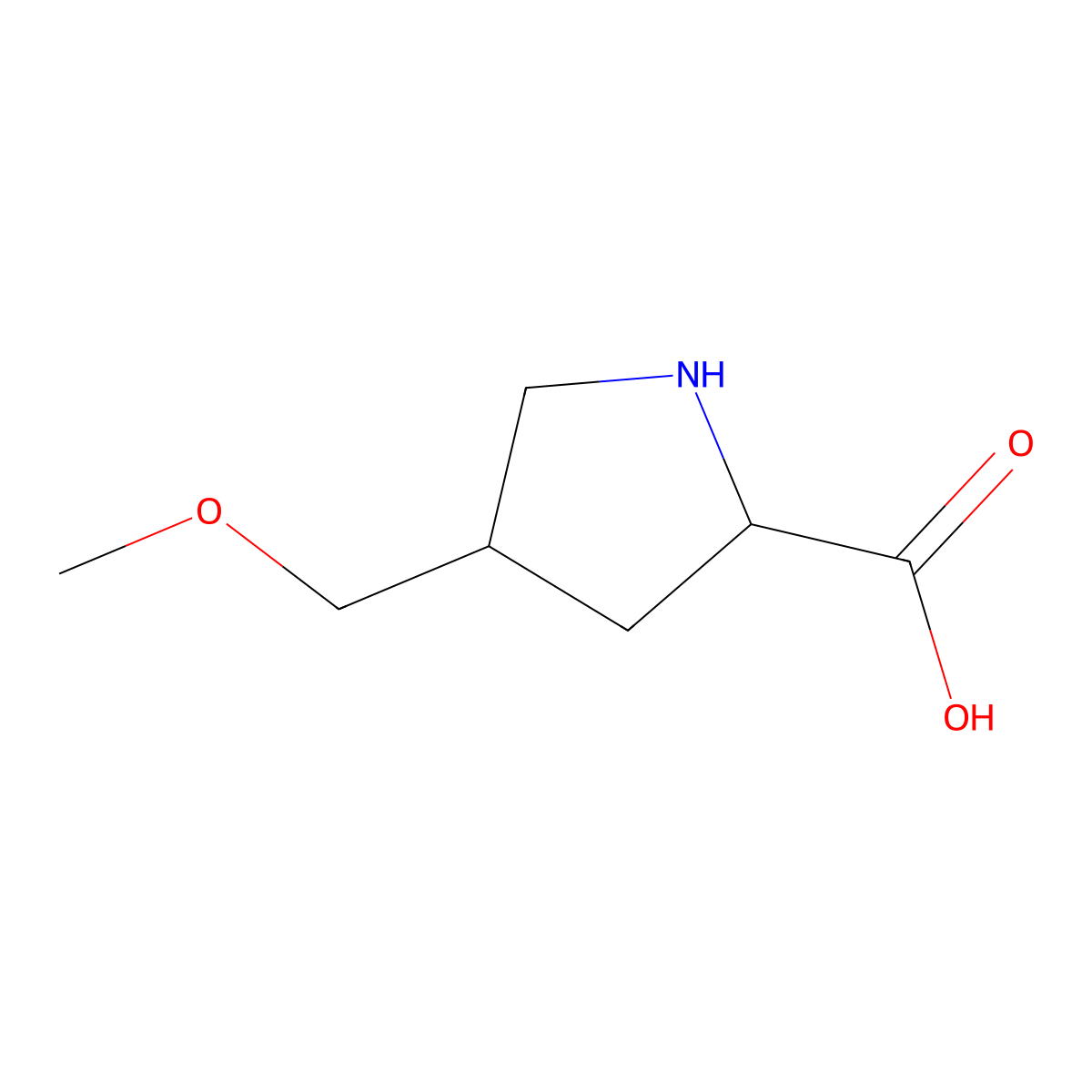 (2S,4S)-4-(methoxymethyl)pyrrolidine-2-carboxylic acid molecular structure, CAS 2580098-26-4