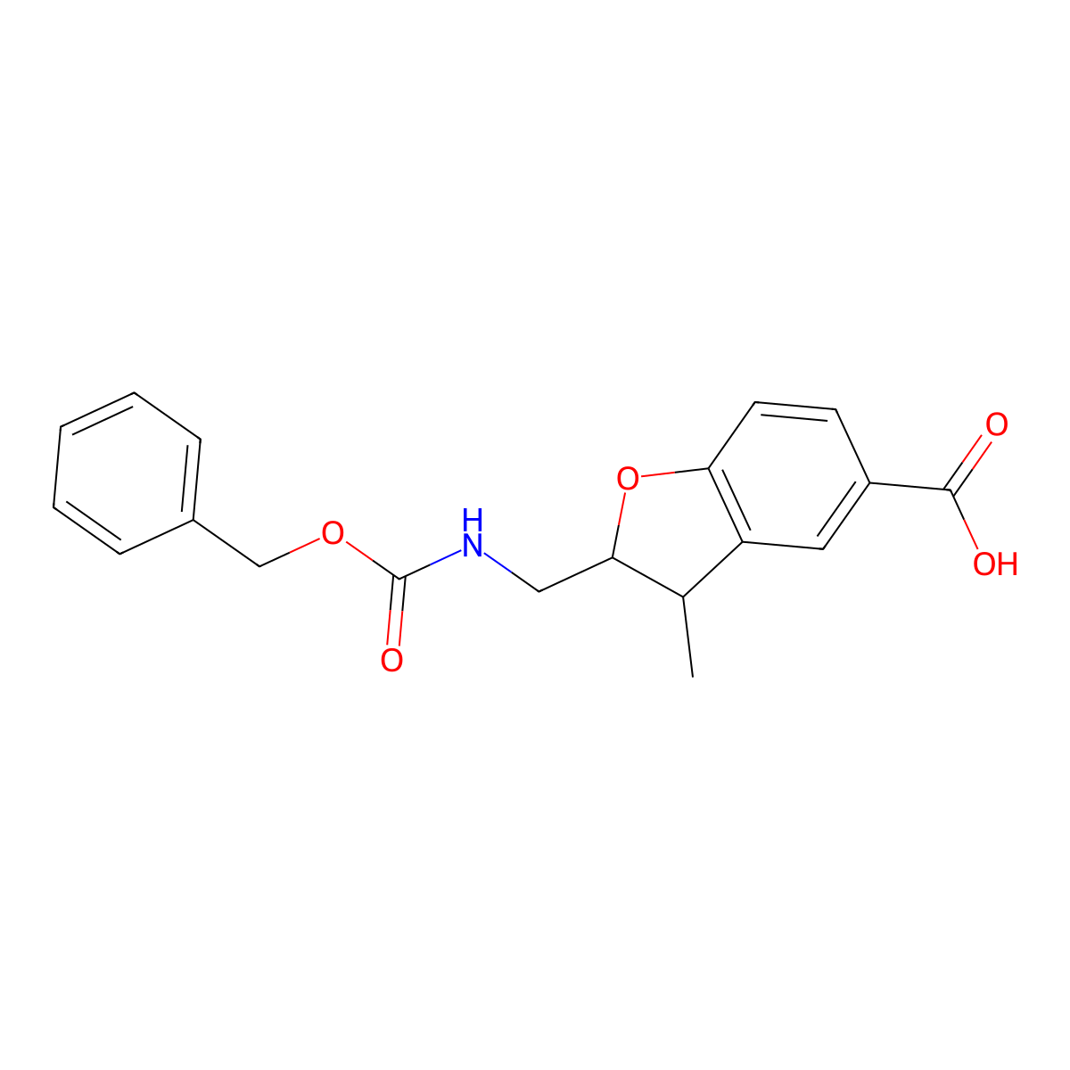 rac-(2R,3S)-2-({[(benzyloxy)carbonyl]amino}methyl)-3-methyl-2,3-dihydro-1-benzofuran-5-carboxylic acid molecular structure, CAS 2580098-41-3