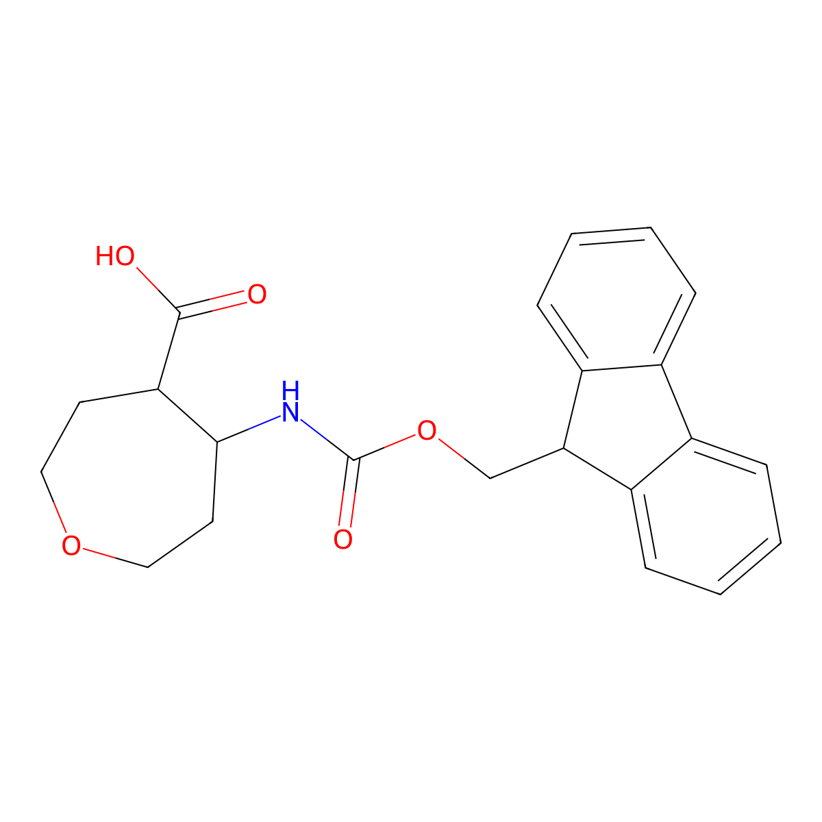 rac-(4R,5R)-5-({[(9H-fluoren-9-yl)methoxy]carbonyl}amino)oxepane-4-carboxylic acid molecular structure, CAS 2580098-50-4