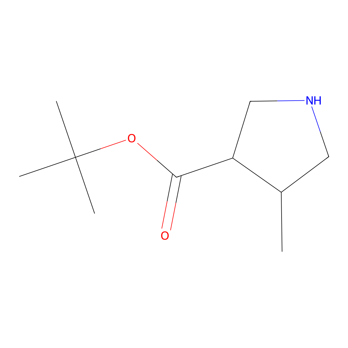 tert-butyl (3R,4R)-4-methylpyrrolidine-3-carboxylate molecular structure, CAS 2580098-54-8