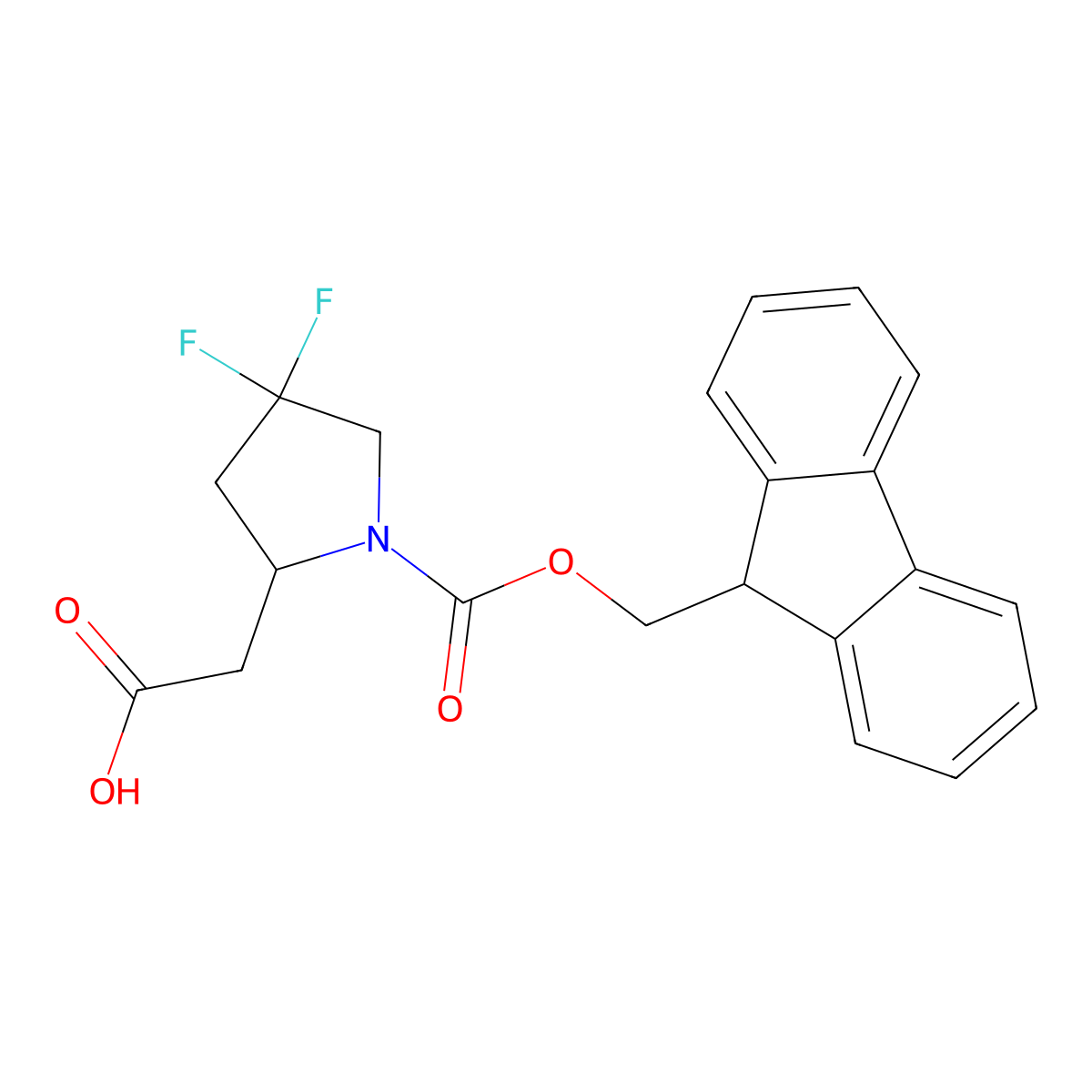 2-[(2R)-1-{[(9H-fluoren-9-yl)methoxy]carbonyl}-4,4-difluoropyrrolidin-2-yl]acetic acid molecular structure, CAS 2580098-56-0