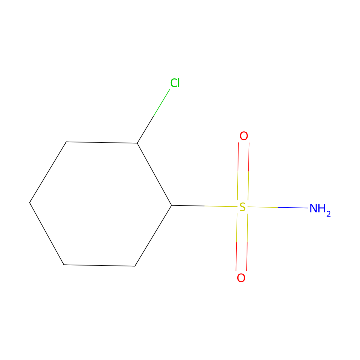 rac-(1R,2R)-2-chlorocyclohexane-1-sulfonamide molecular structure, CAS 2580098-59-3