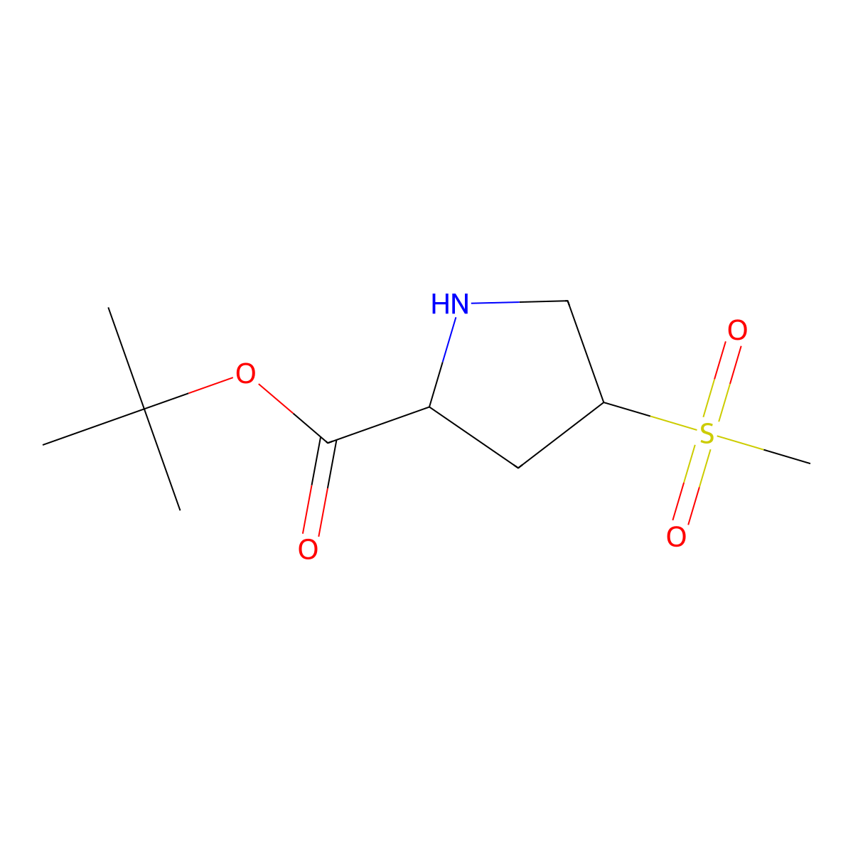 tert-butyl (2S,4R)-4-methanesulfonylpyrrolidine-2-carboxylate molecular structure, CAS 2580098-66-2