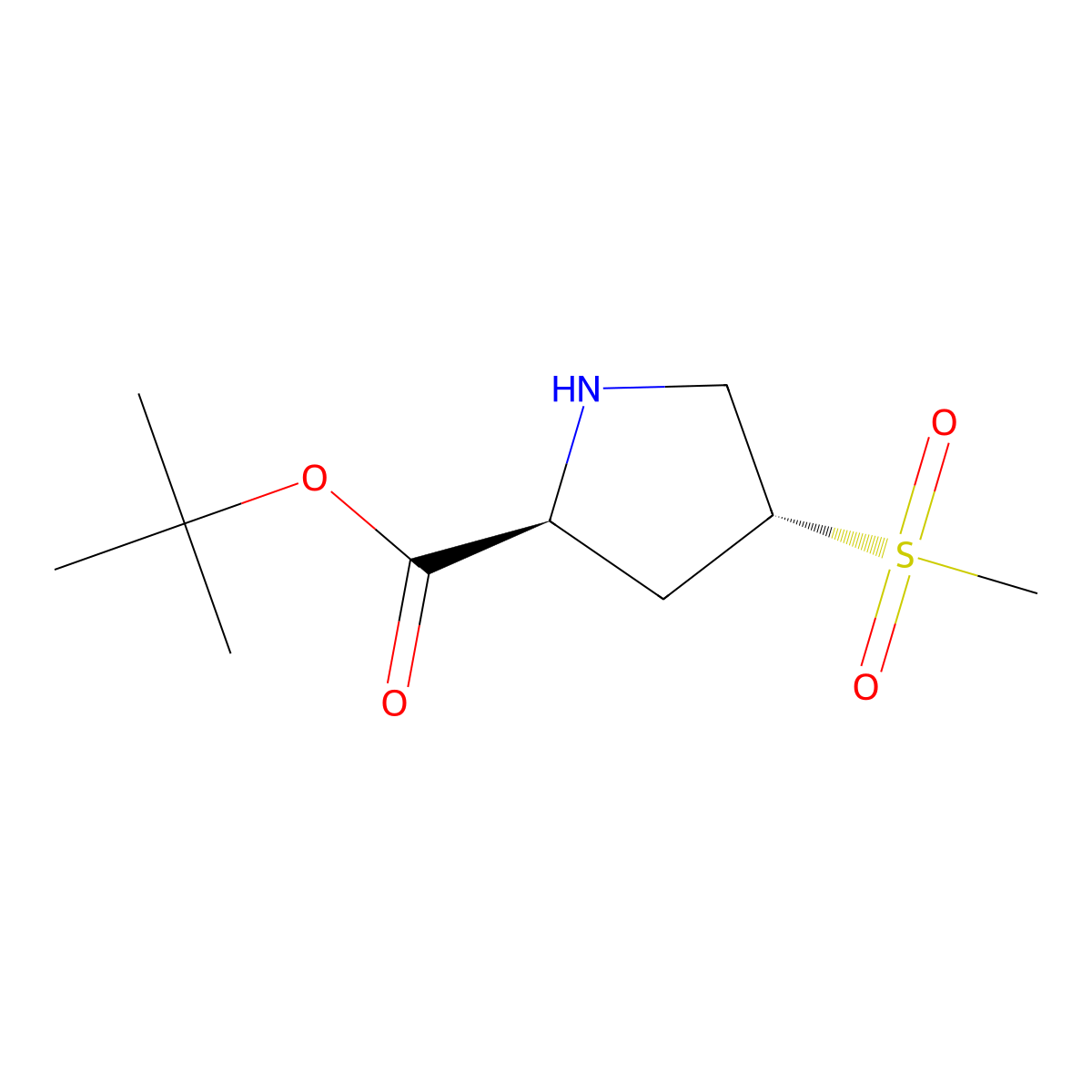 tert-butyl (2S,4R)-4-methanesulfonylpyrrolidine-2-carboxylate molecular structure, CAS 2580098-66-2