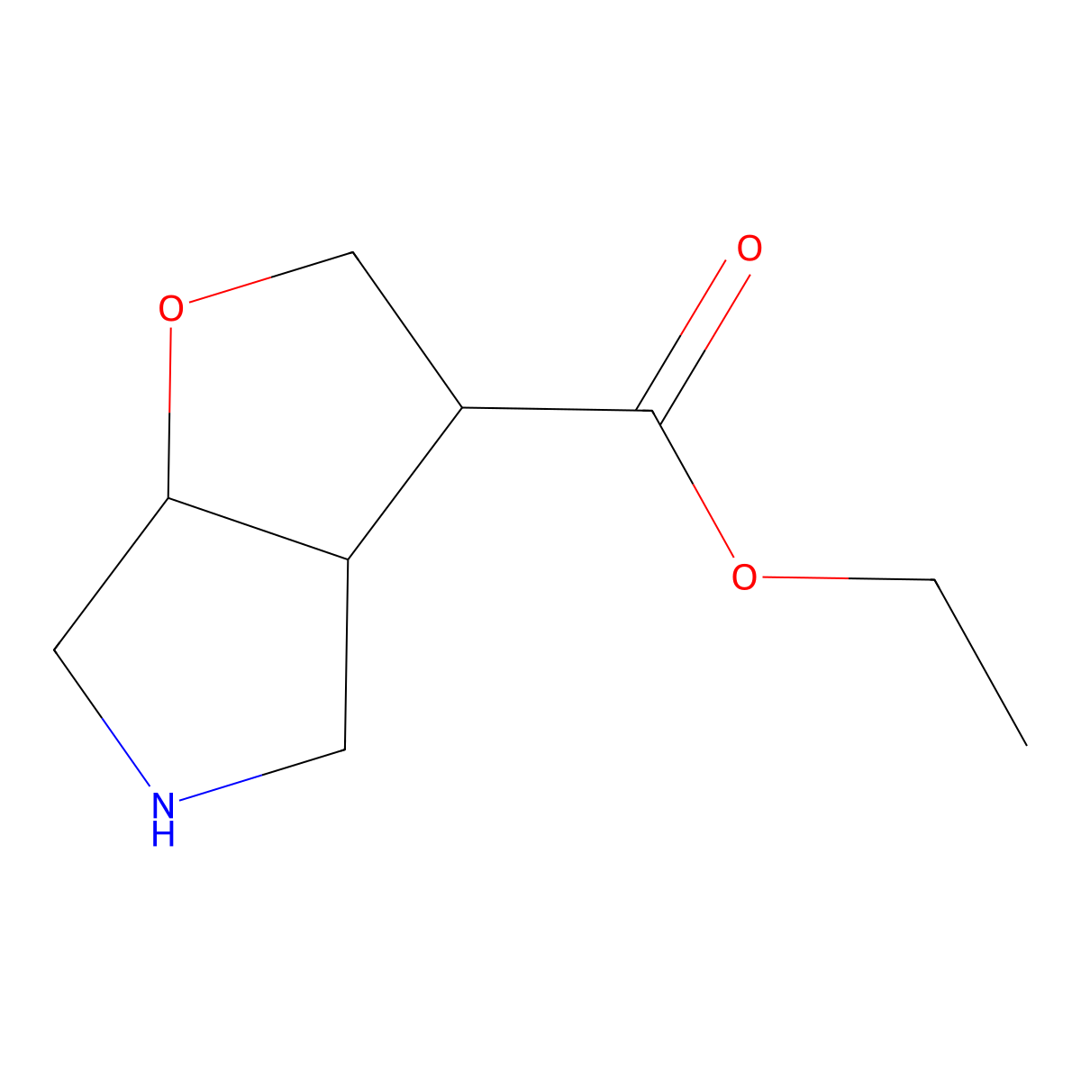 rac-ethyl (3R,3aR,6aR)-hexahydro-2H-furo[2,3-c]pyrrole-3-carboxylate molecular structure, CAS 2580098-68-4