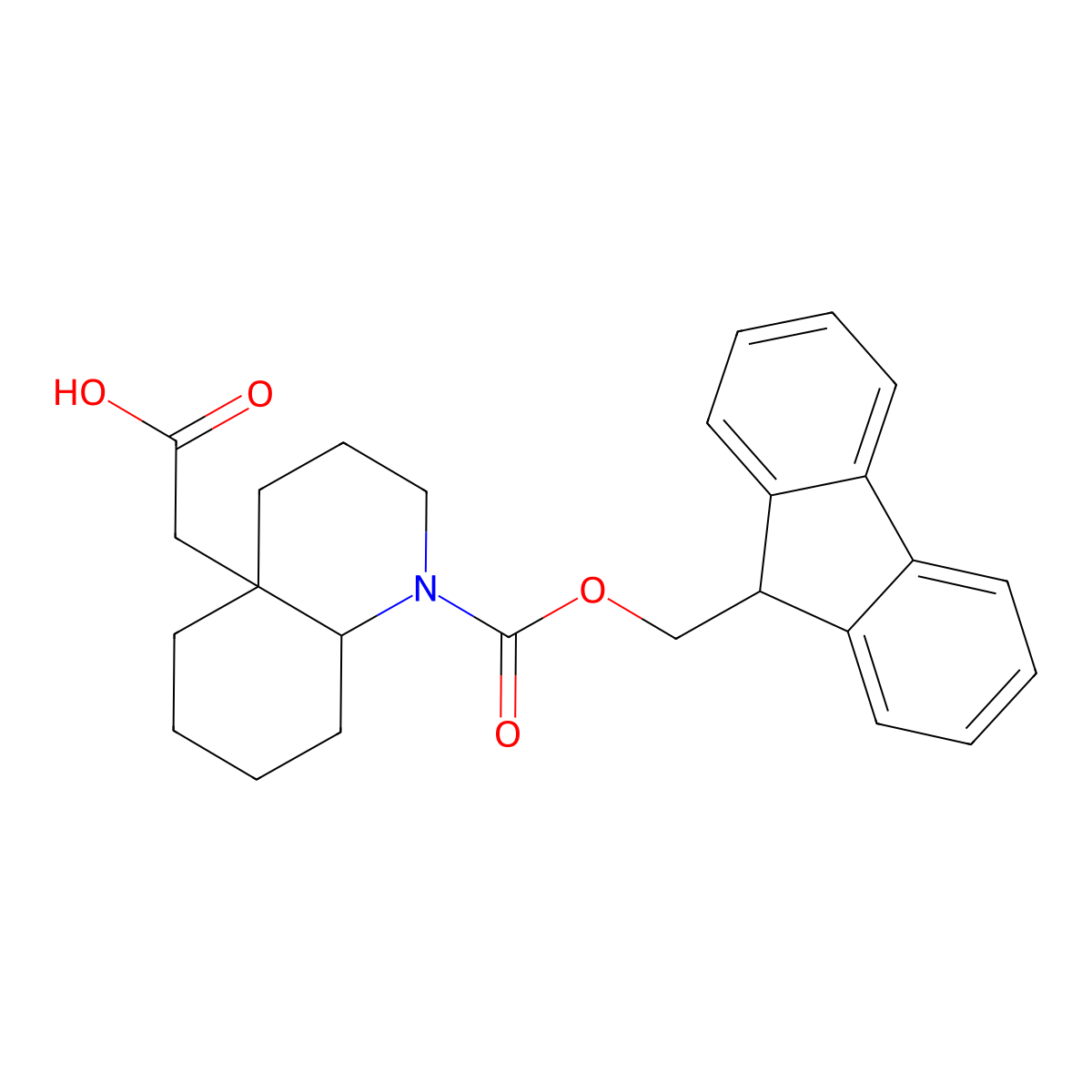 rac-2-[(4aR,8aS)-1-{[(9H-fluoren-9-yl)methoxy]carbonyl}-decahydroquinolin-4a-yl]acetic acid molecular structure, CAS 2580098-73-1