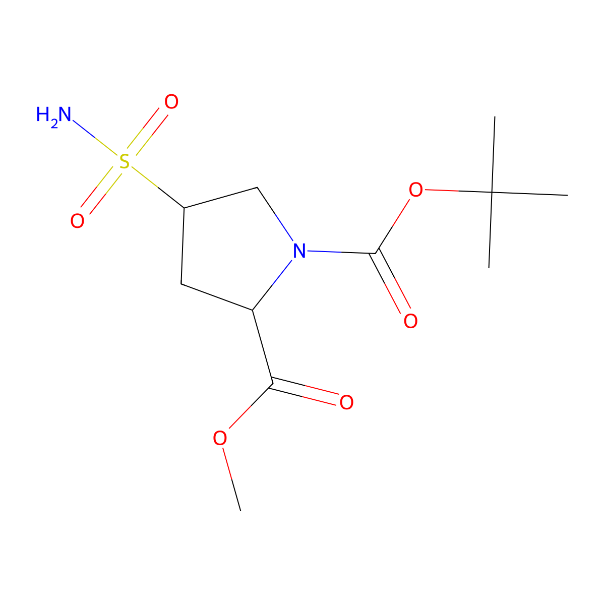 1-tert-butyl 2-methyl (2S,4S)-4-sulfamoylpyrrolidine-1,2-dicarboxylate molecular structure, CAS 2580098-94-6