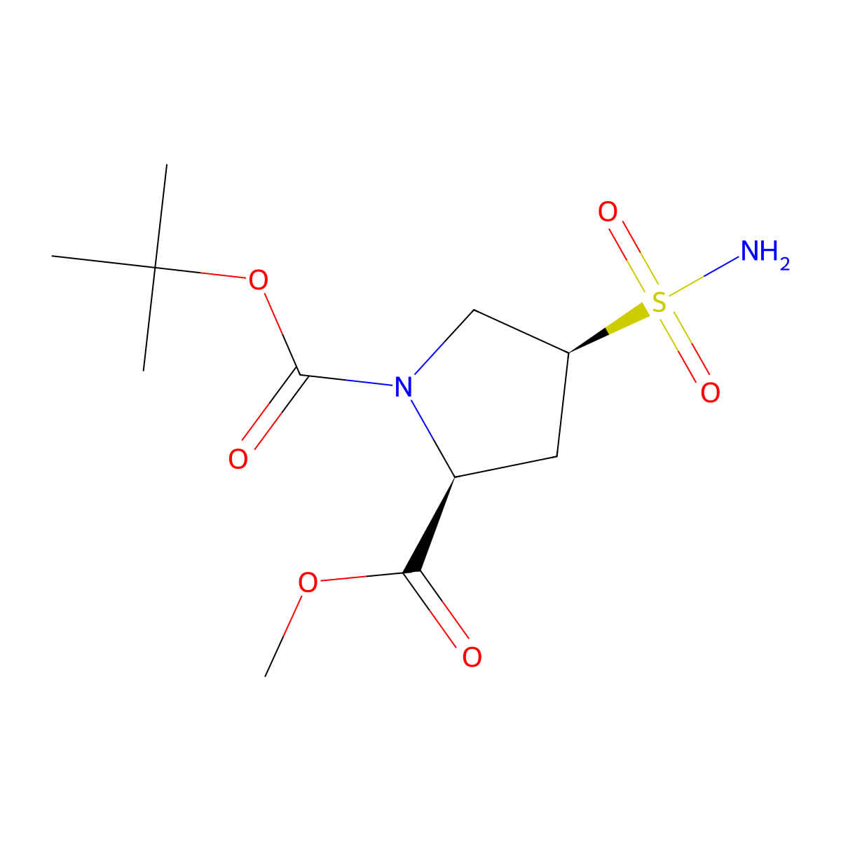 1-tert-butyl 2-methyl (2S,4S)-4-sulfamoylpyrrolidine-1,2-dicarboxylate molecular structure, CAS 2580098-94-6