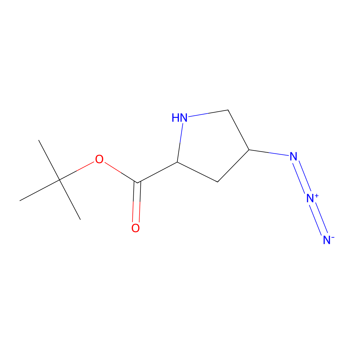 tert-butyl (2S,4R)-4-azidopyrrolidine-2-carboxylate molecular structure, CAS 2580098-97-9