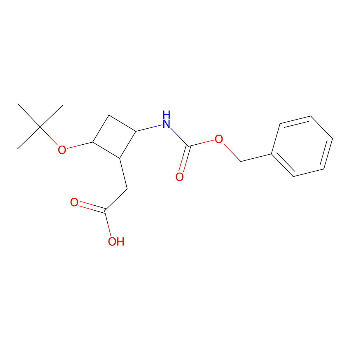 2-[(1R,2S,4R)-2-{[(benzyloxy)carbonyl]amino}-4-(tert-butoxy)cyclobutyl]acetic acid molecular structure, CAS 2580098-98-0