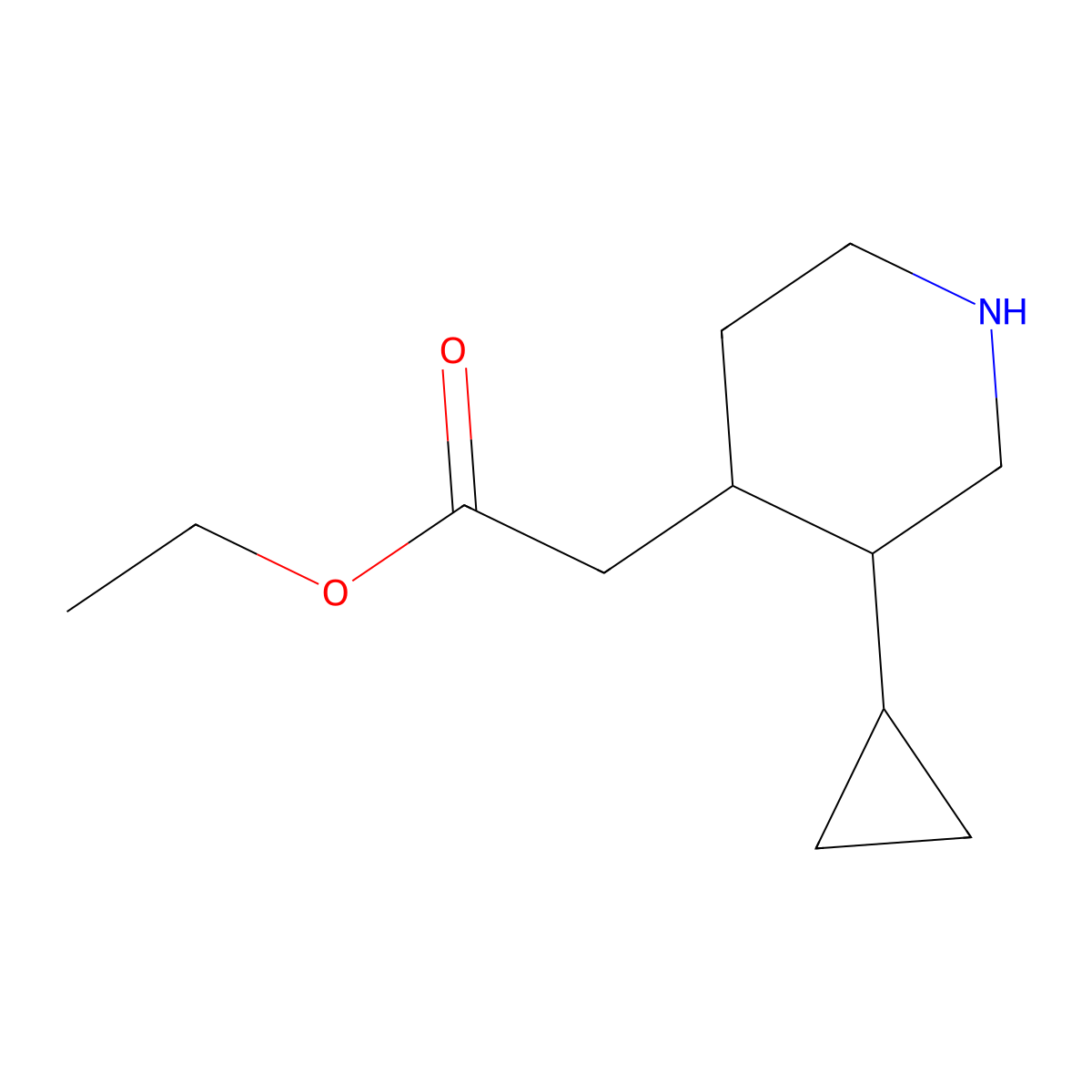 ethyl 2-[(3R,4S)-3-cyclopropylpiperidin-4-yl]acetate molecular structure, CAS 2580099-02-9