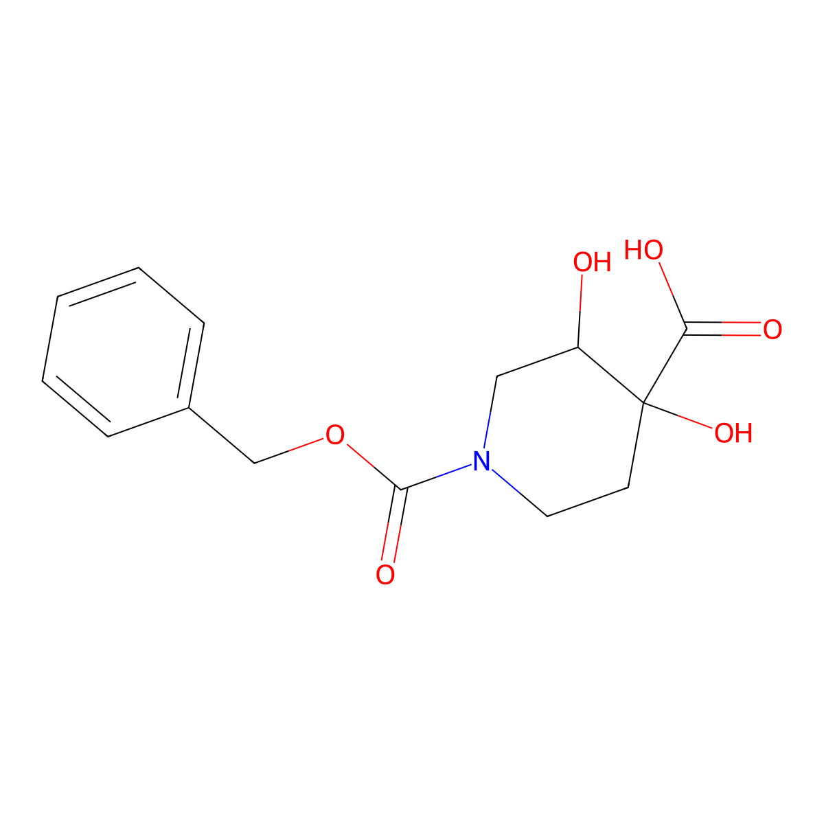 rac-(3R,4S)-1-[(benzyloxy)carbonyl]-3,4-dihydroxypiperidine-4-carboxylic acid molecular structure, CAS 2580099-06-3