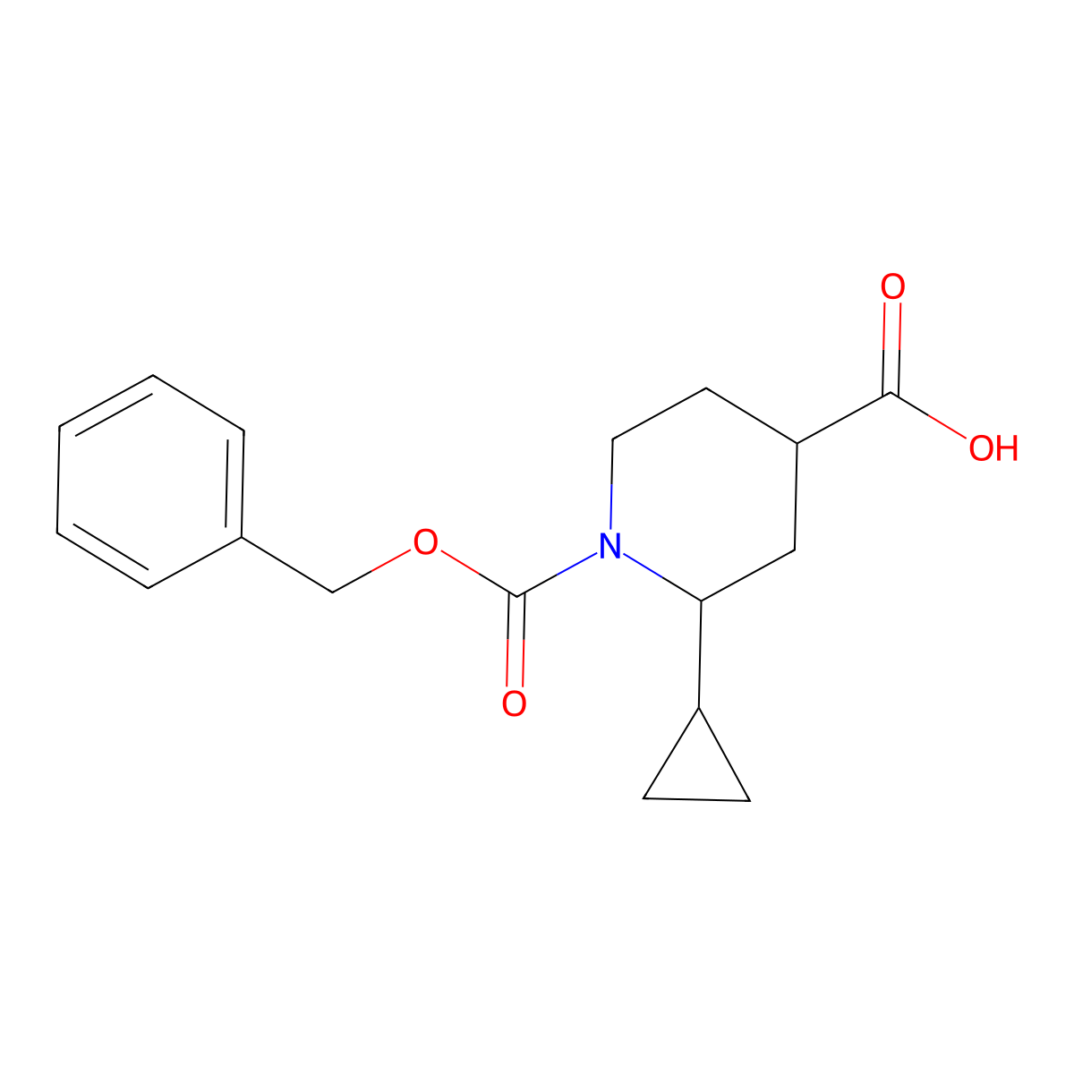 rac-(2R,4R)-1-[(benzyloxy)carbonyl]-2-cyclopropylpiperidine-4-carboxylic acid molecular structure, CAS 2580099-08-5